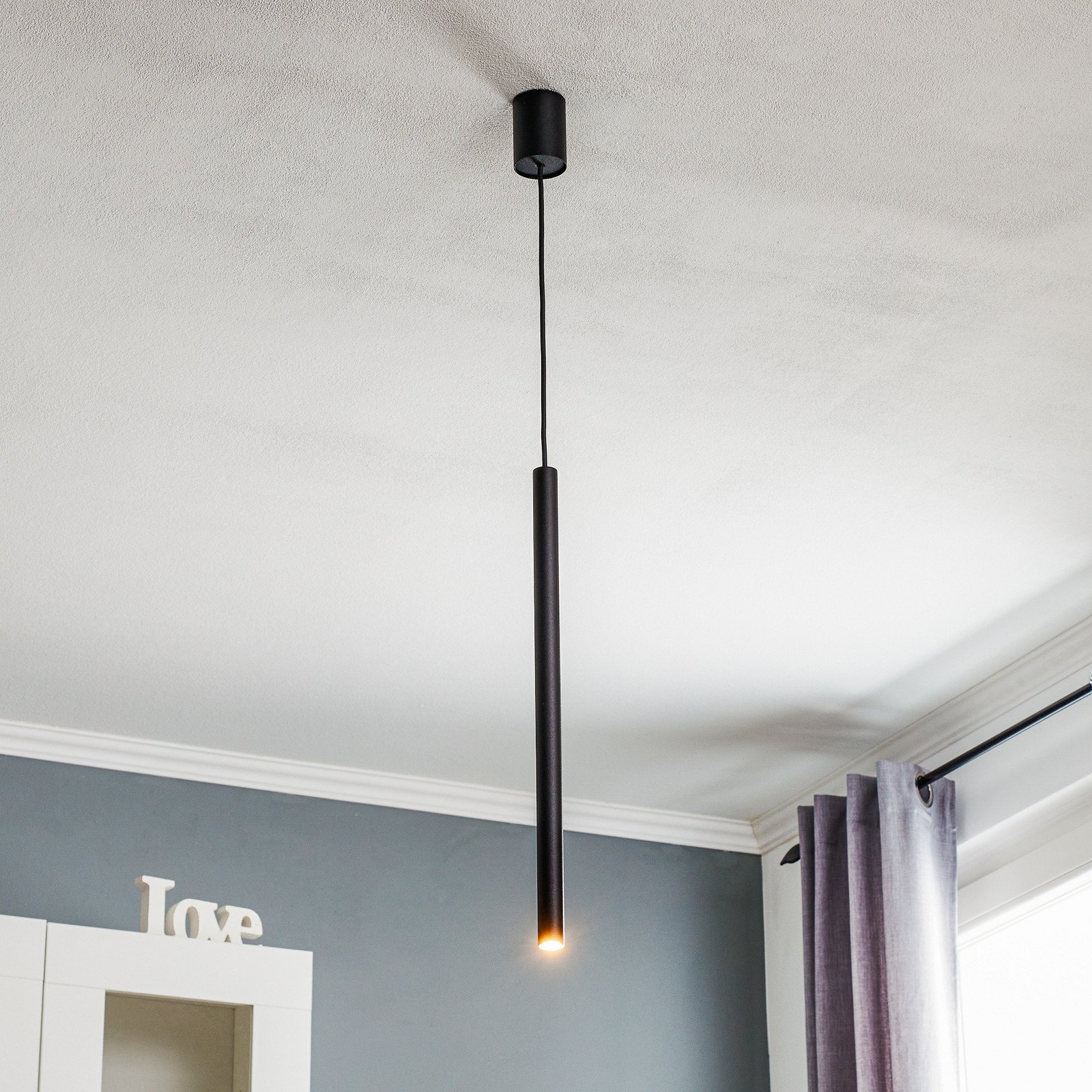 Euluna Lampă suspendată Laser 1 bec negru abajur 49cm - Camera de zi / sufragerie - Modern - Metal