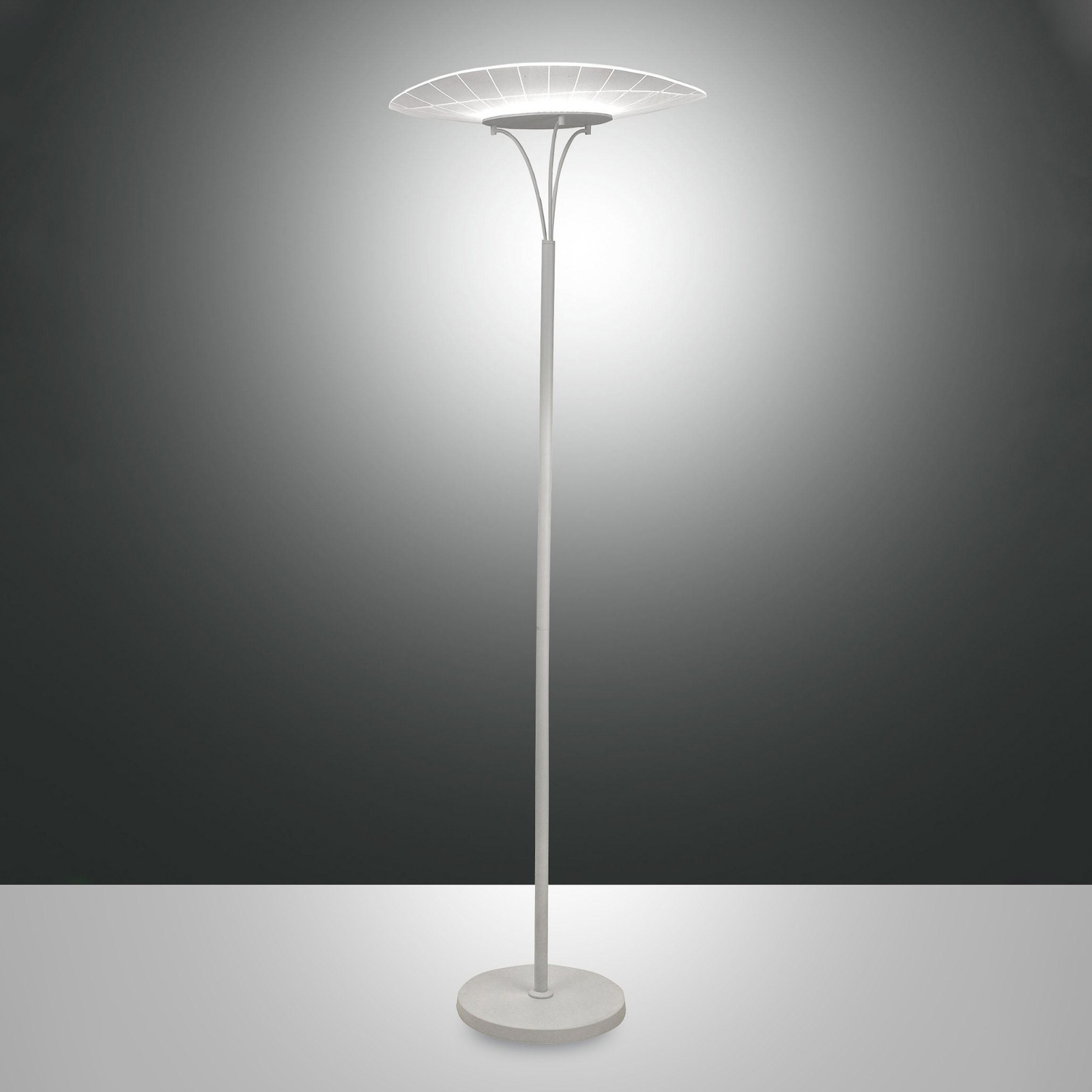 LED állólámpa Vela, fehér/átlátszó, 175cm, akril, fényerőszabályzóval,
