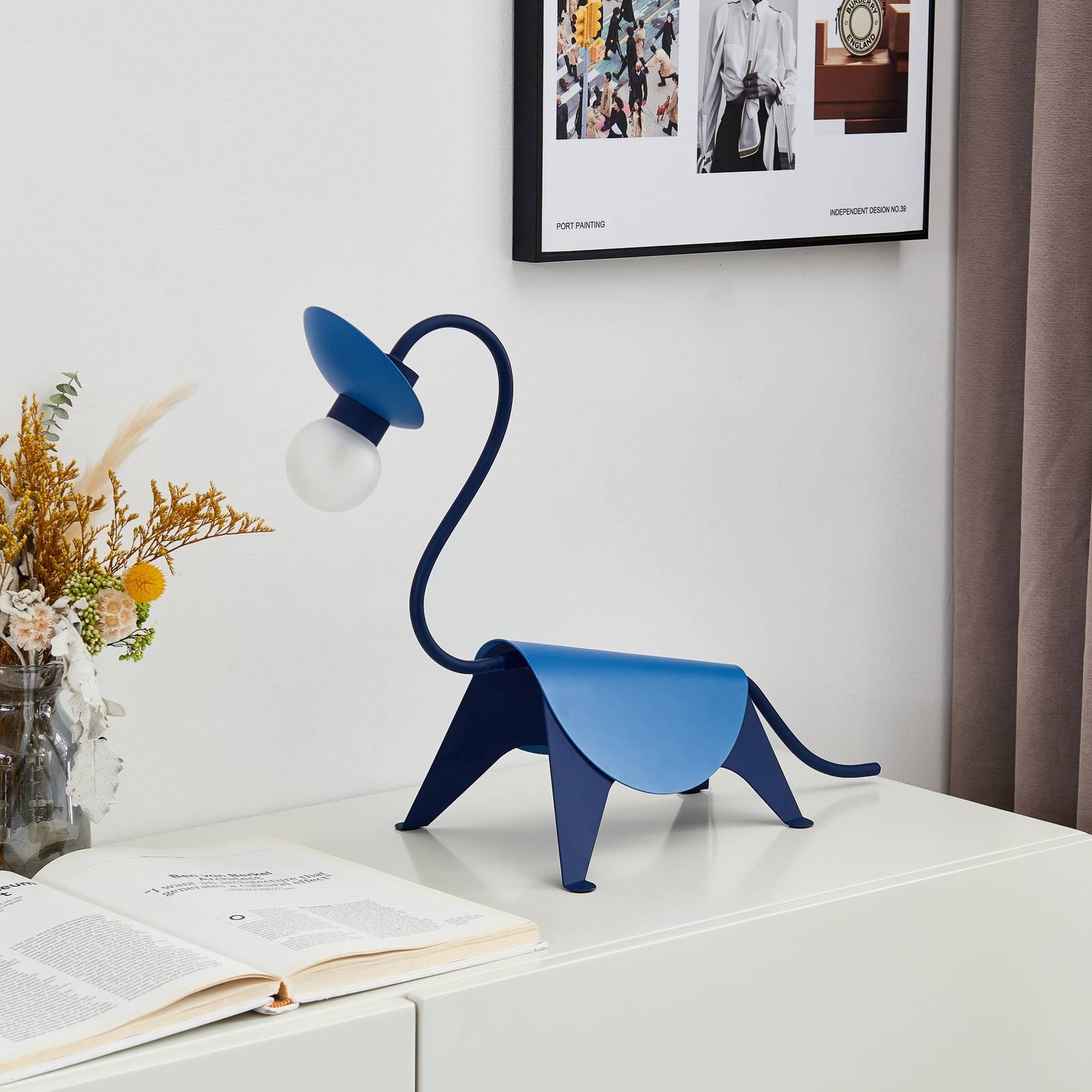 Lucande Lucande Idalina LED stolní lampa dinosaurus, modrá
