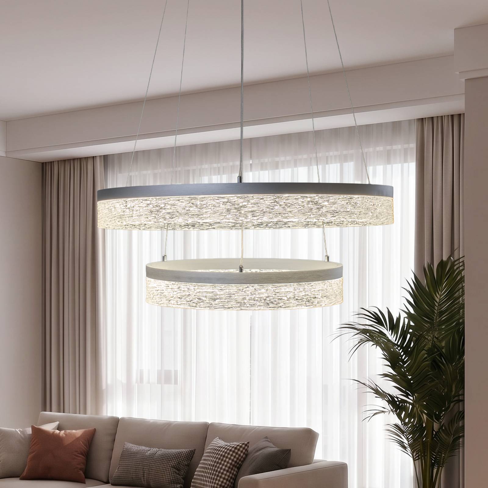 Milagro Lighting Suspension LED Gala, argent, métal, Ø 60 cm, 4 000 K