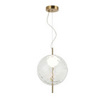 LED-Pendellampe Dalia, klar/goldfarben, Ø 30 cm, Glas