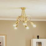 Tango ceiling light, gold-coloured, 5-bulb