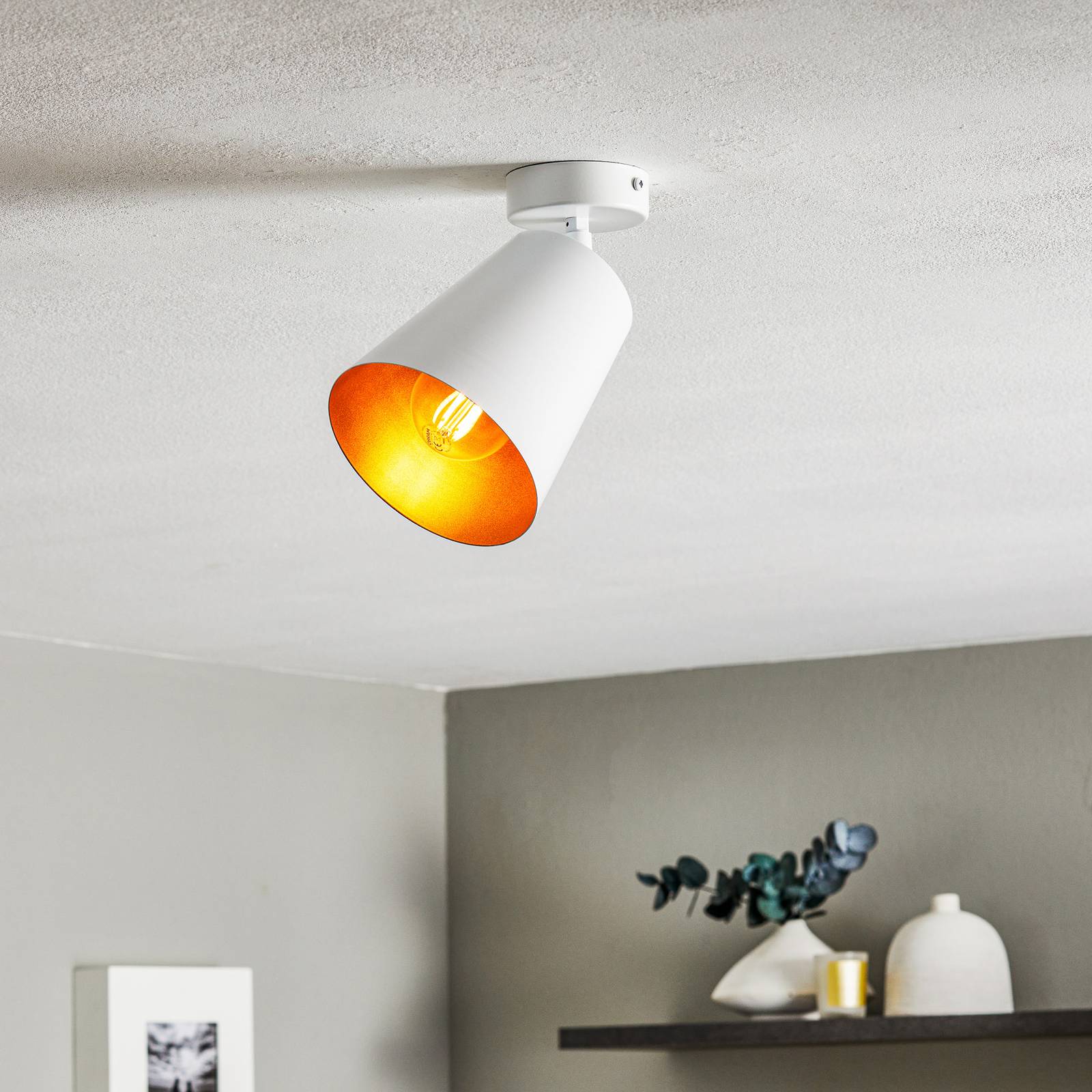 emibig lighting spot pour plafond prism acier, 1 lampe, blanc/doré