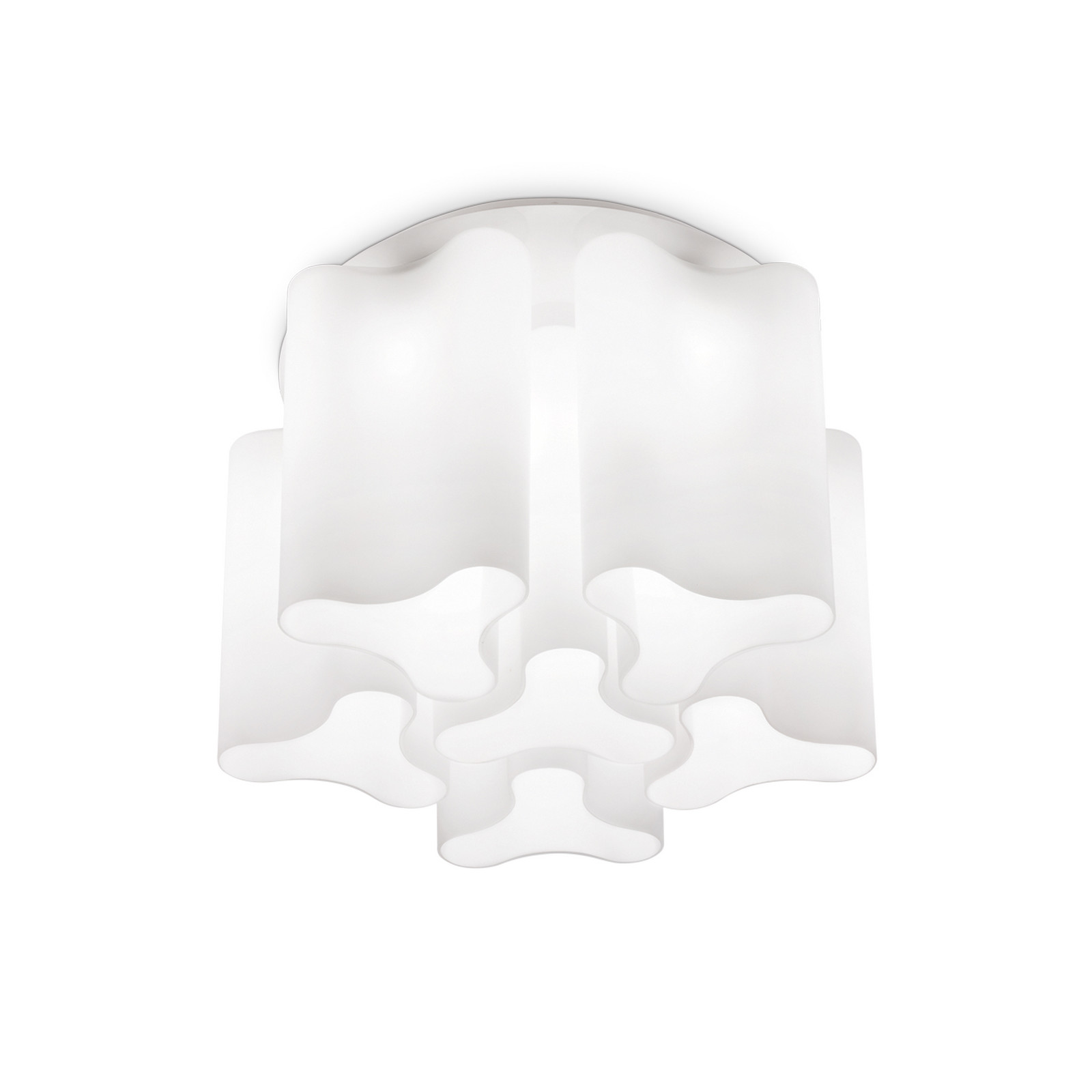 Plafonieră IDEAL LUX Compo Ø 56 cm alb metal/sticlă - Camera de zi / sufragerie