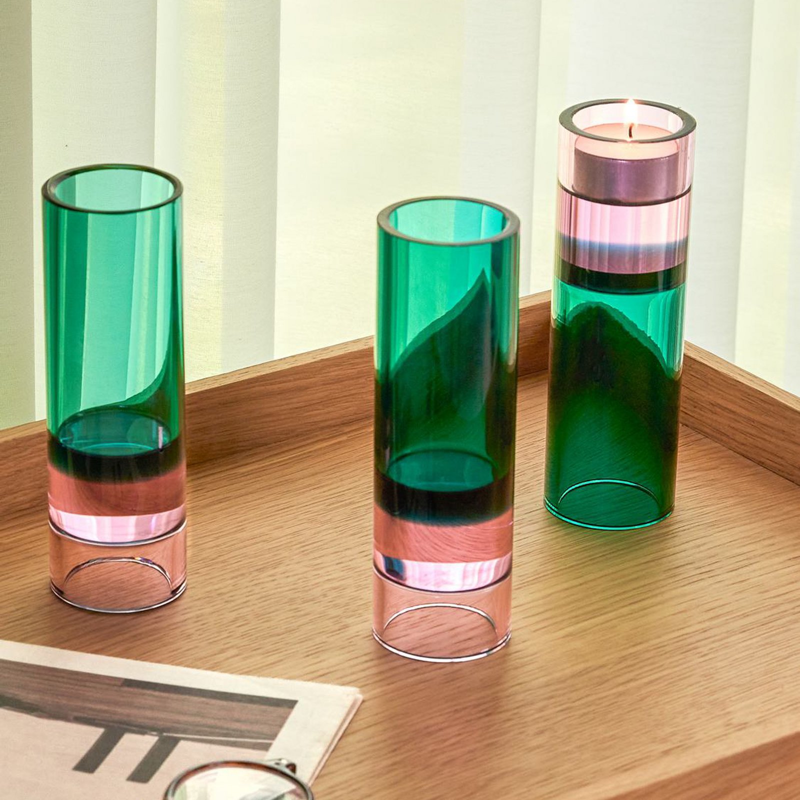 Astro Tealight Holder/Vase Green/Pink - Hübsch
