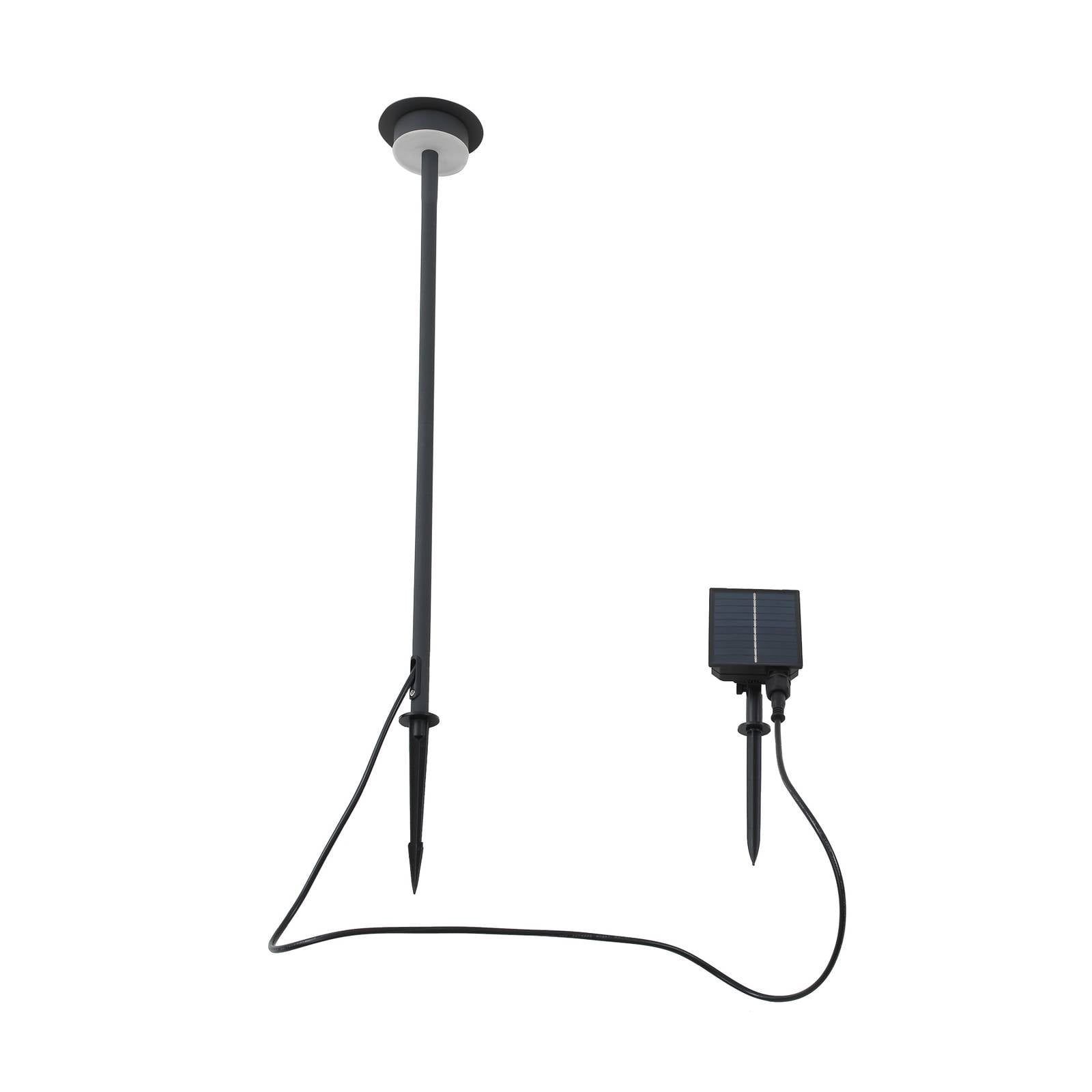 Lindby LED-Solarleuchte Lyris, schwarz, Aluminium, 3.000 K