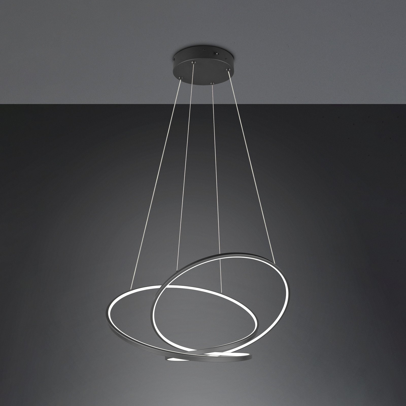 Trio Lighting Lampă suspendată cu LED Darvin lungime 84 cm negru mat metal CCT - Camera de zi / sufragerie - modern