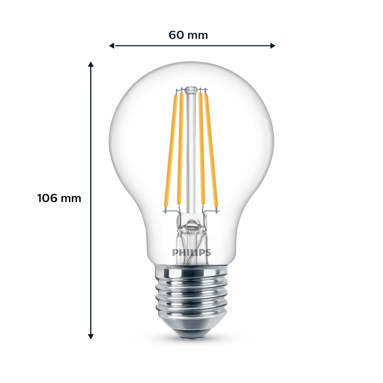 Philips LED bulb E27 7W 850lm 4,000K clear 6-pack