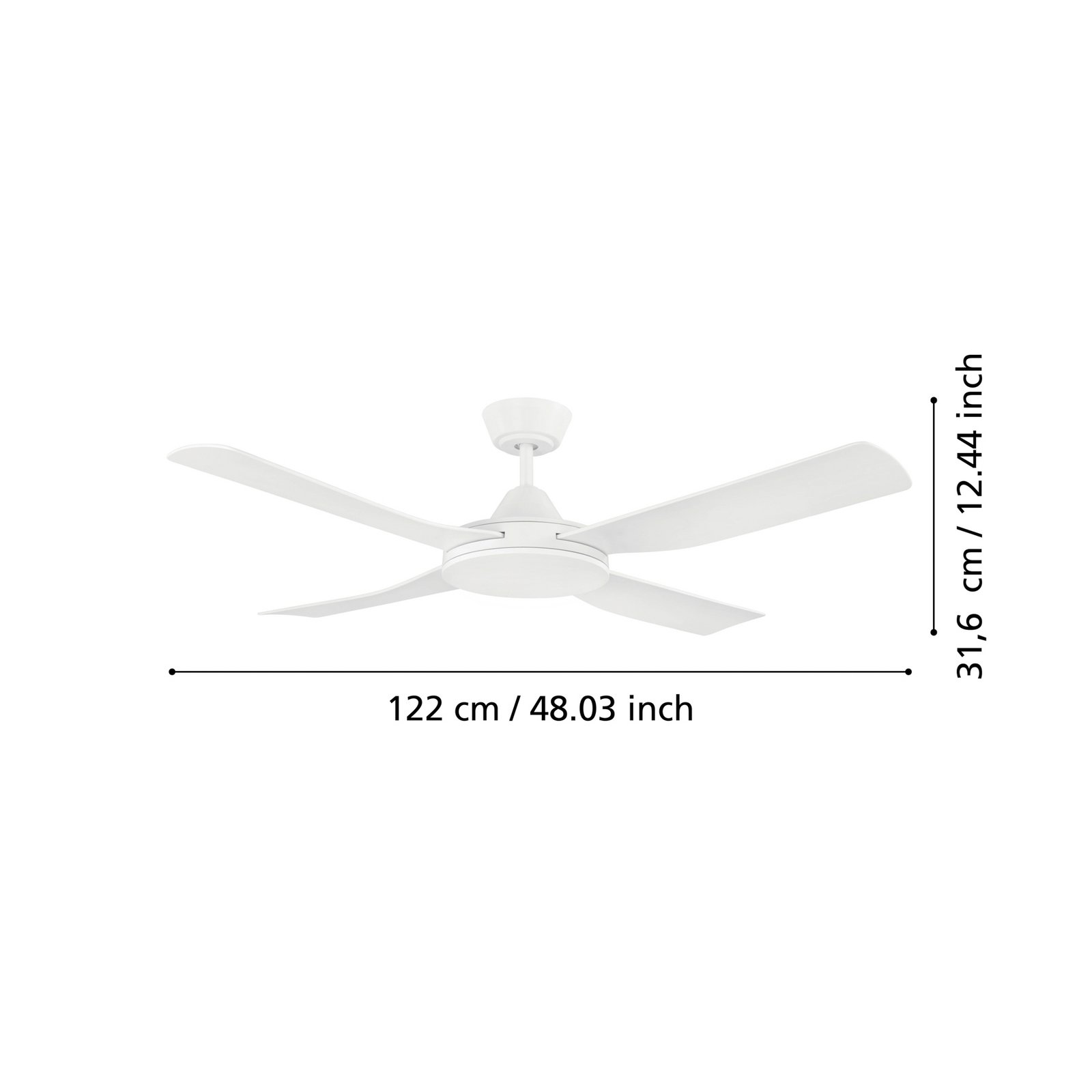 Ventilador de teto Bondi 1, branco mate, comando à distância