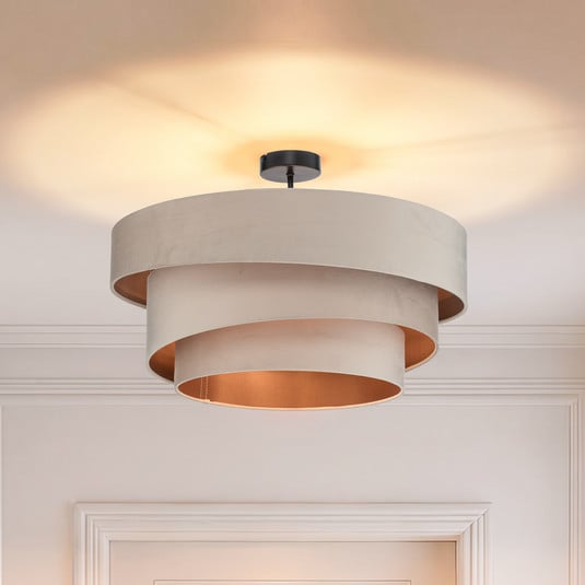 Lindby Deckenlampe Jusari, creme, Textil, &Oslash; 56 cm, E27