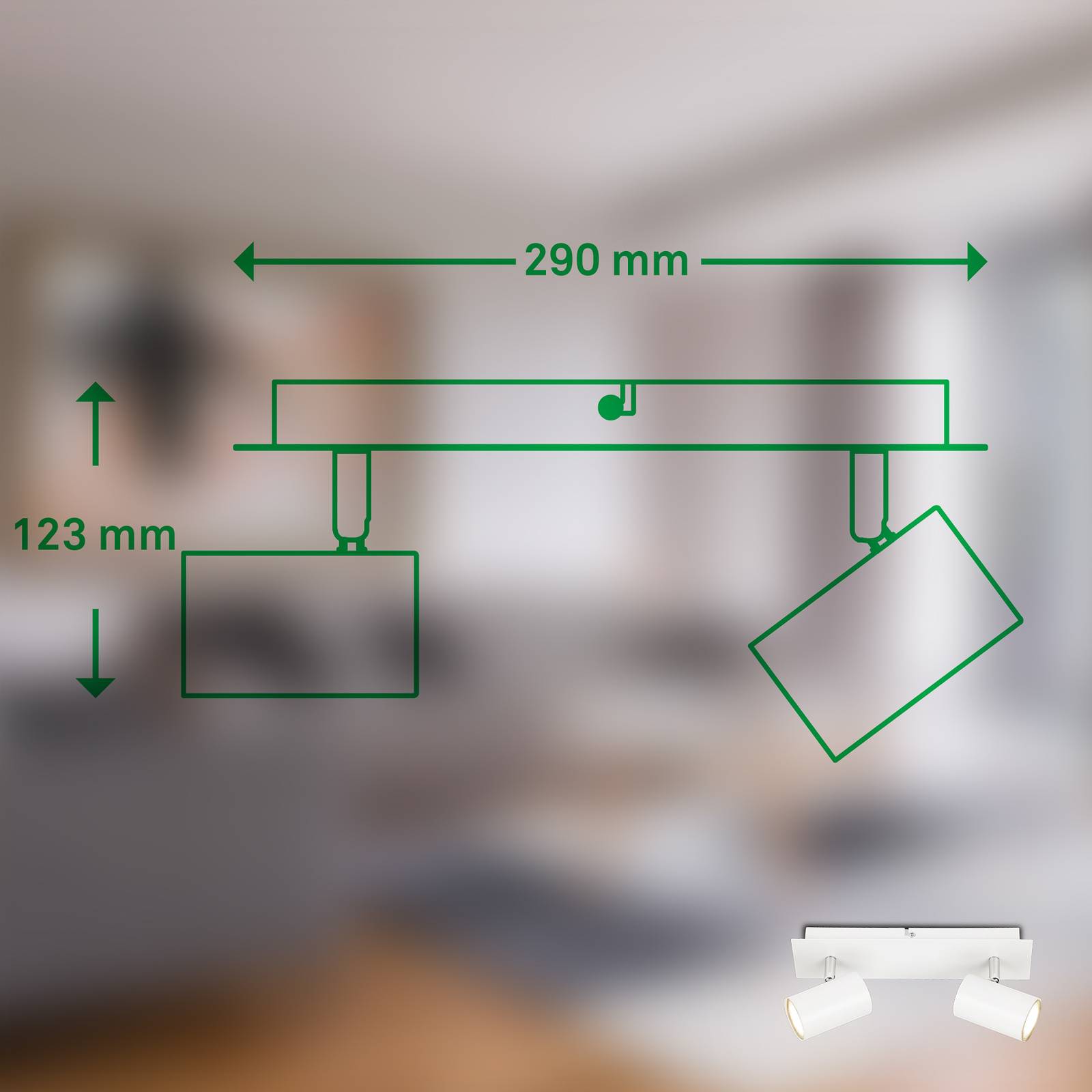 Lampa sufitowa Isil A, biała, 2-punktowa, metalowa, obrotowa