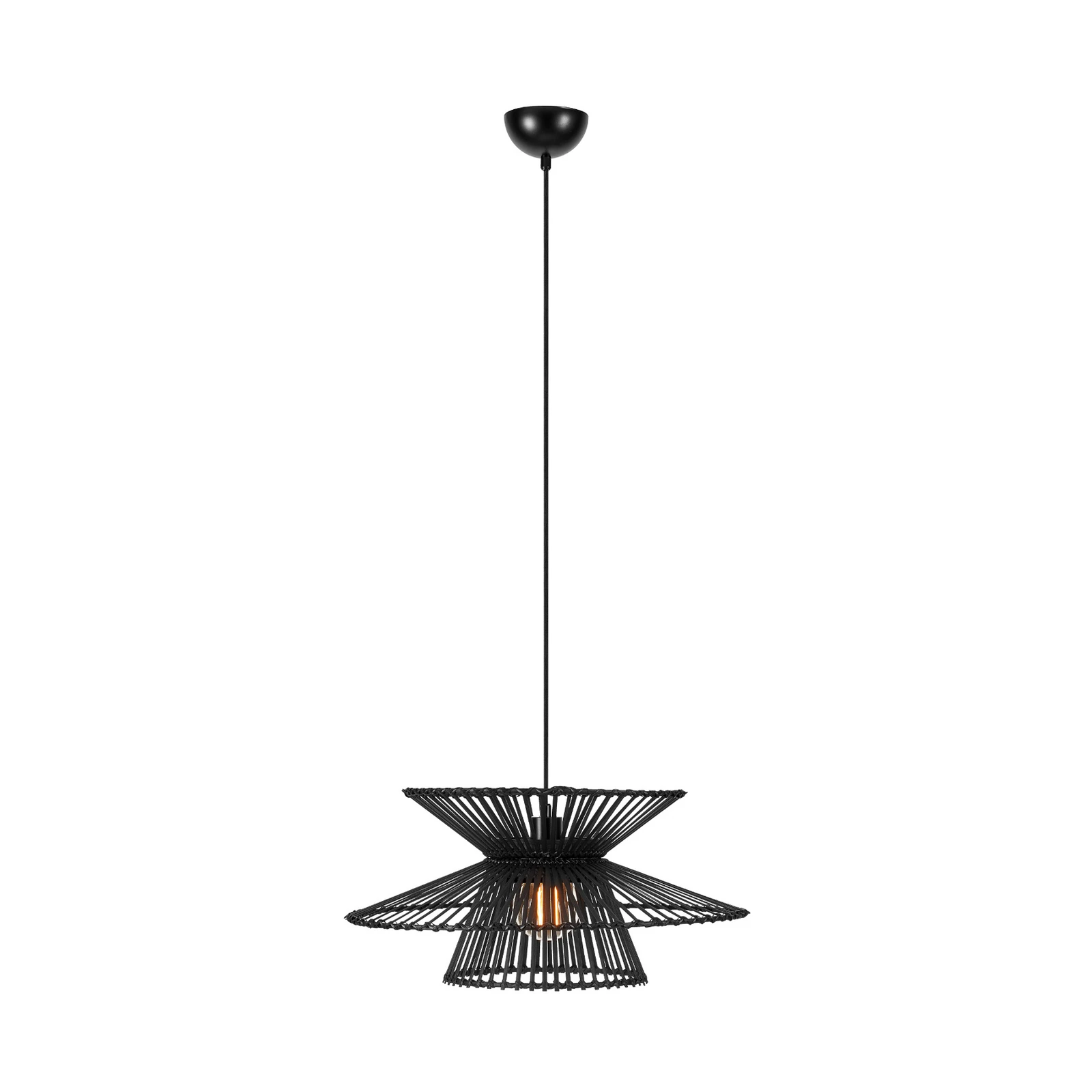 Lampada a sospensione Duplici, nera, bambù, Ø 57 cm, E27