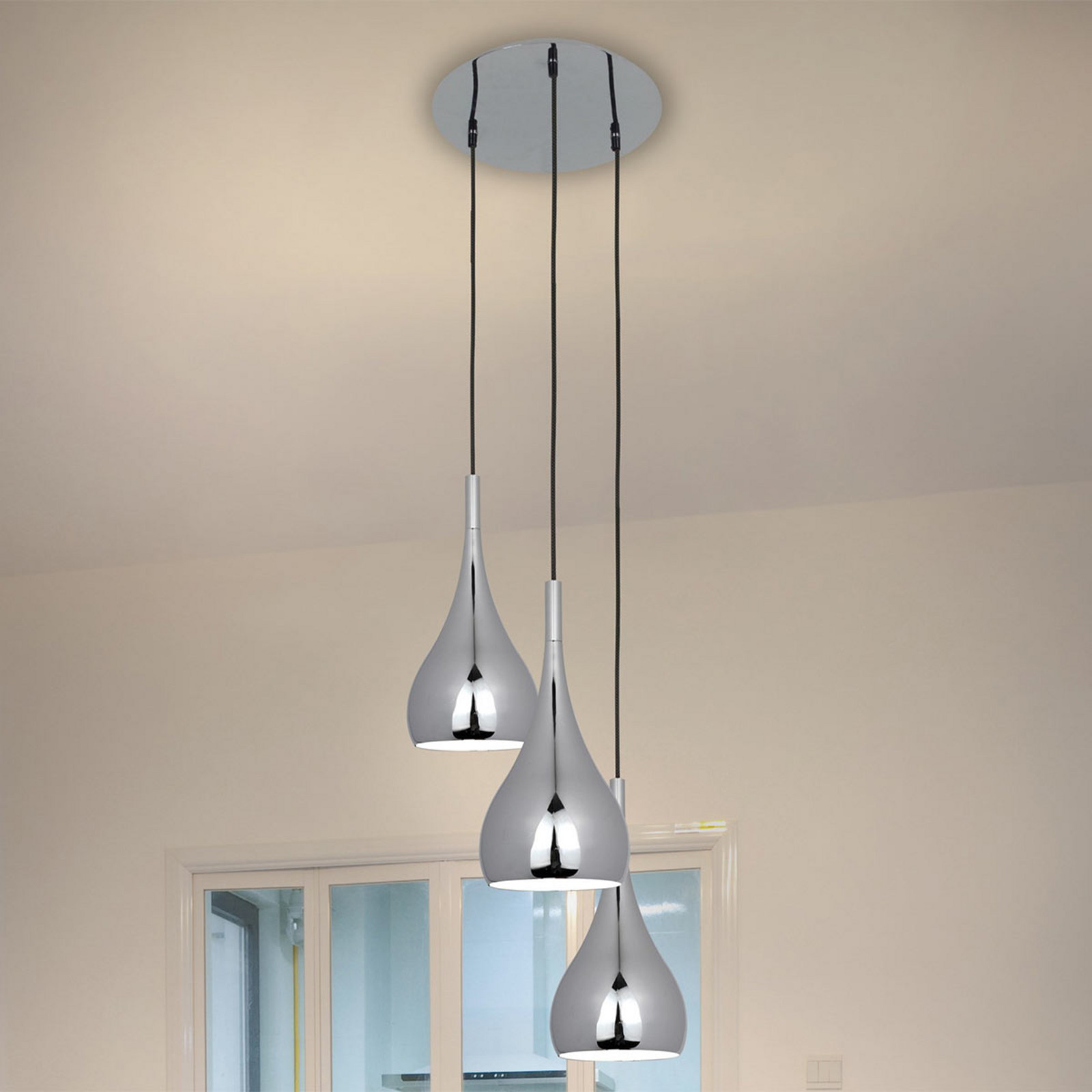 Näve Lampă suspendată Anja 3 becuri - Camera de zi / sufragerie - modern - crom negru - Metal