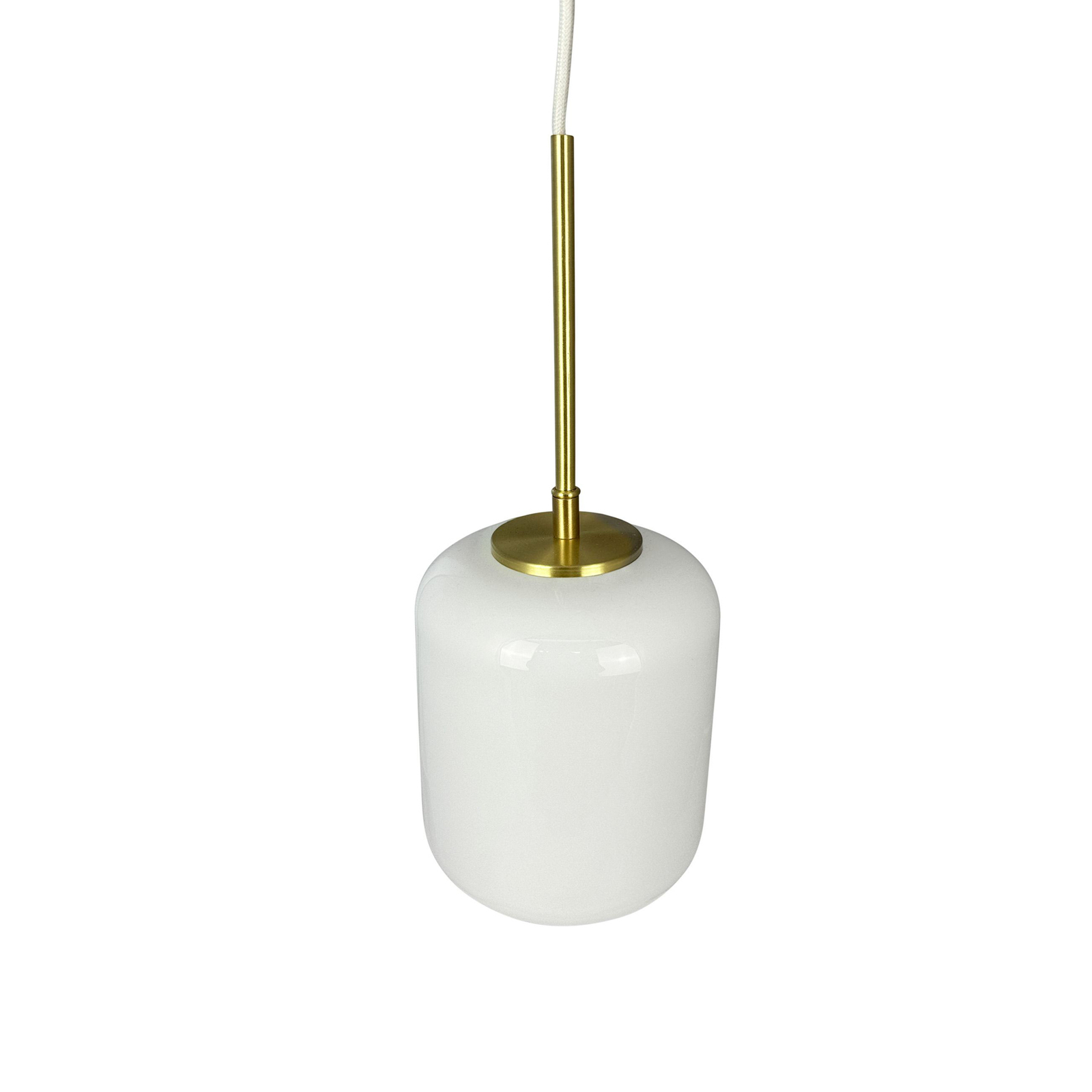 Dyberg Larsen lampada a sospensione Silvia, Ø 15 cm, opale/ottone, vetro