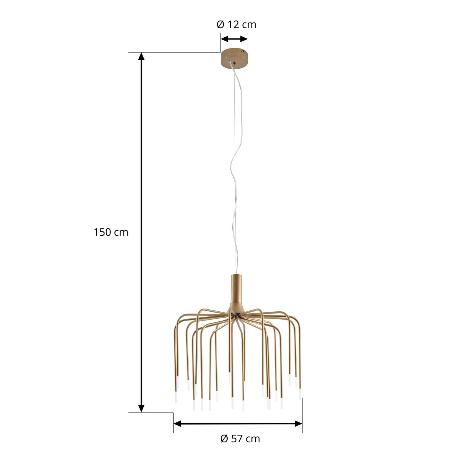 Lucande LED-riippuvalaisin Ariadne, halkaisija 57 cm, mattakulta, 20 lamellia