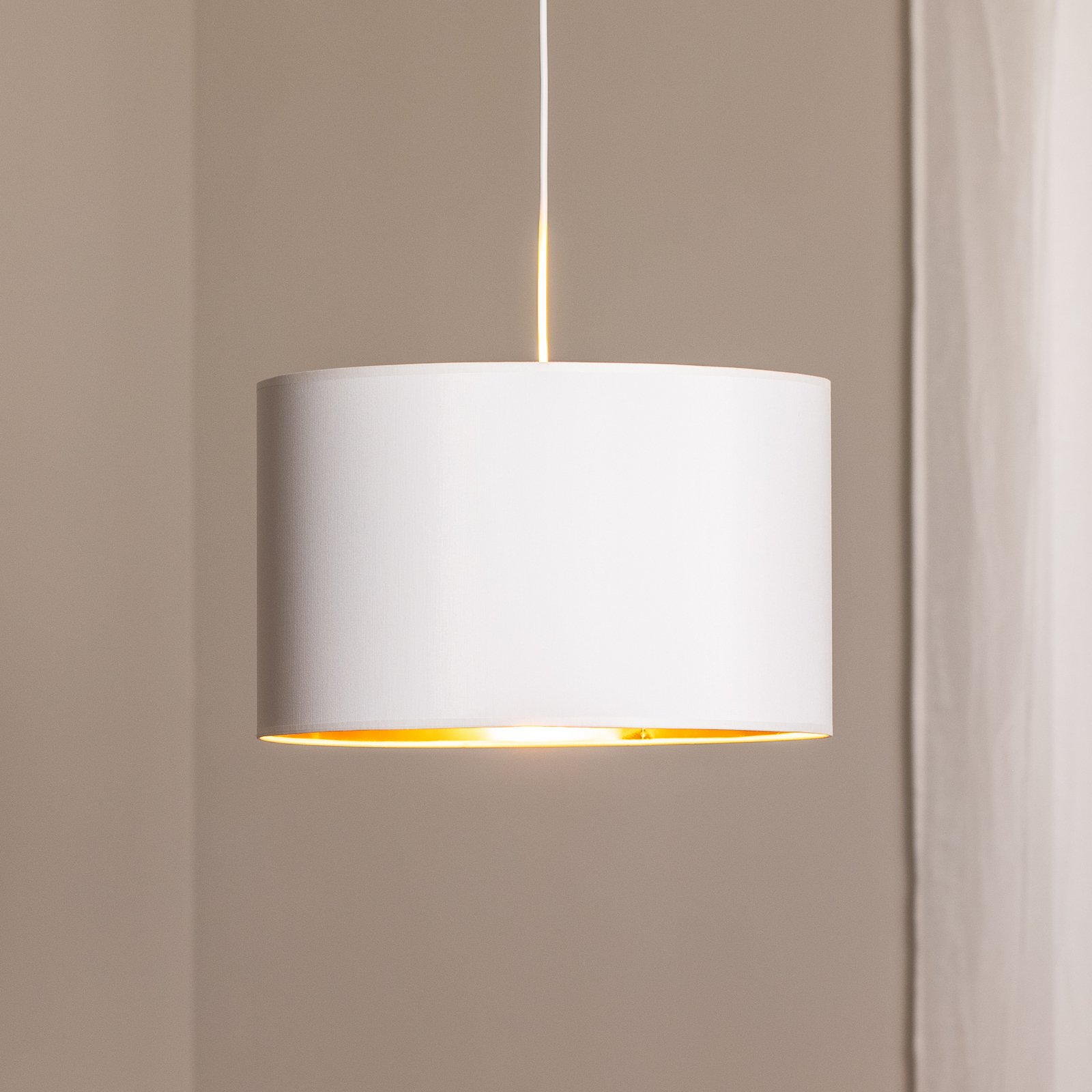 Hängelampe Soho zylindrisch 1fl. Ø 40cm weiß/gold