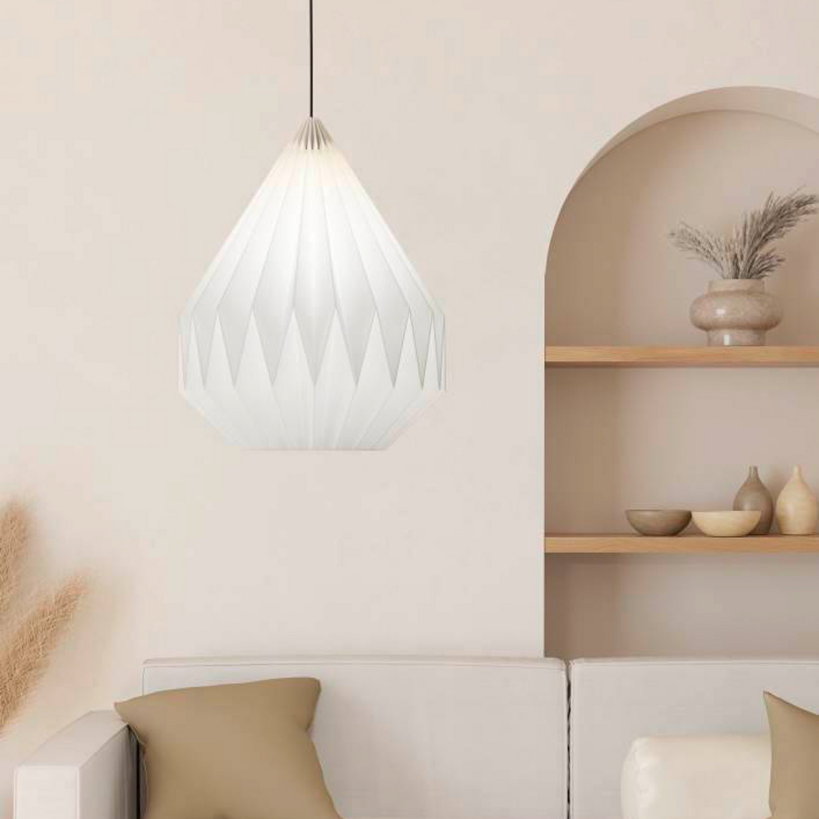EGLO Lampă suspendată din hârtie de monetărie Ø 45 cm - Camera de zi / sufragerie - Scandinavă - alb negru - Hârtie / Carton