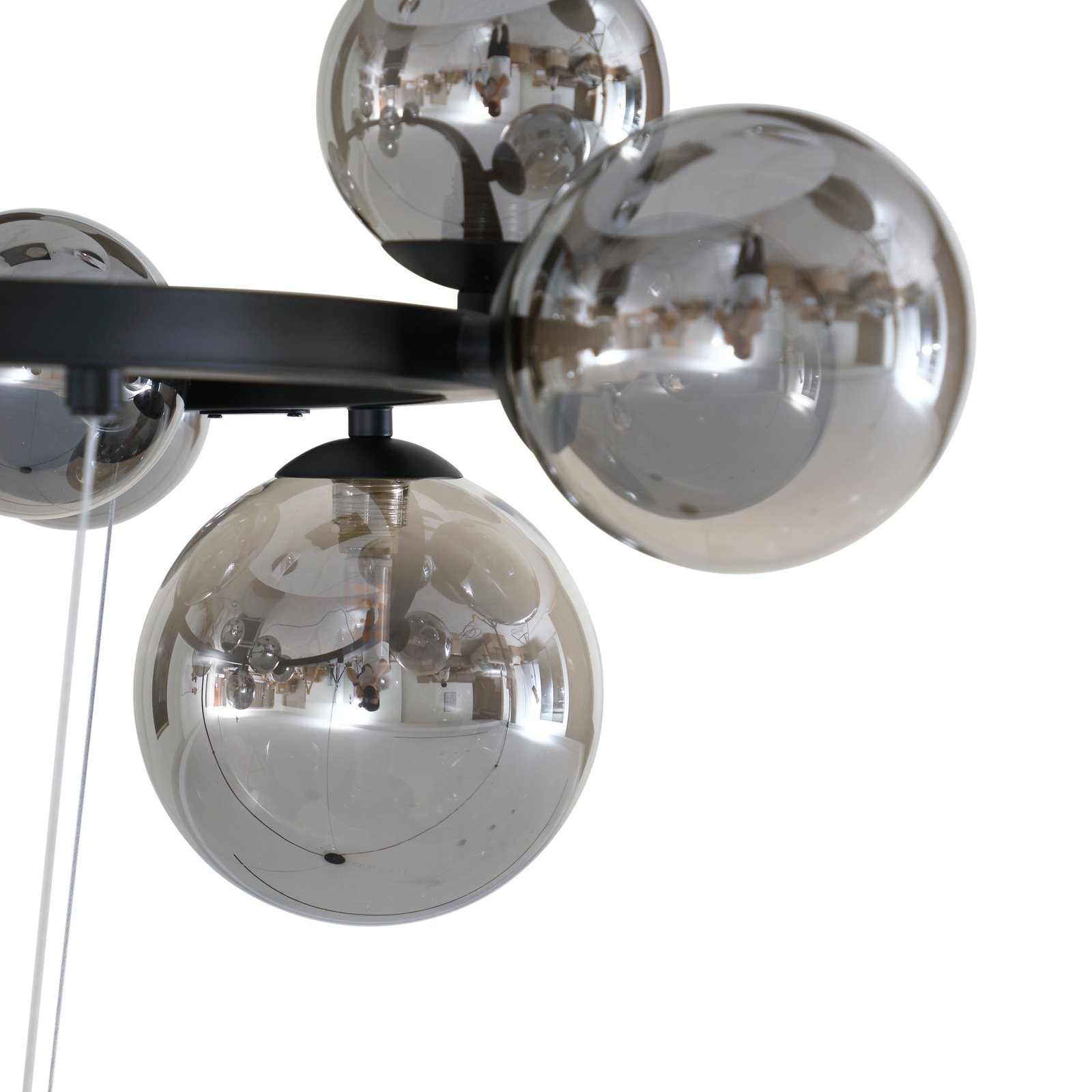 Lucande hanglamp Naelen, zwart/grijs, 64,3 cm, glas, G9