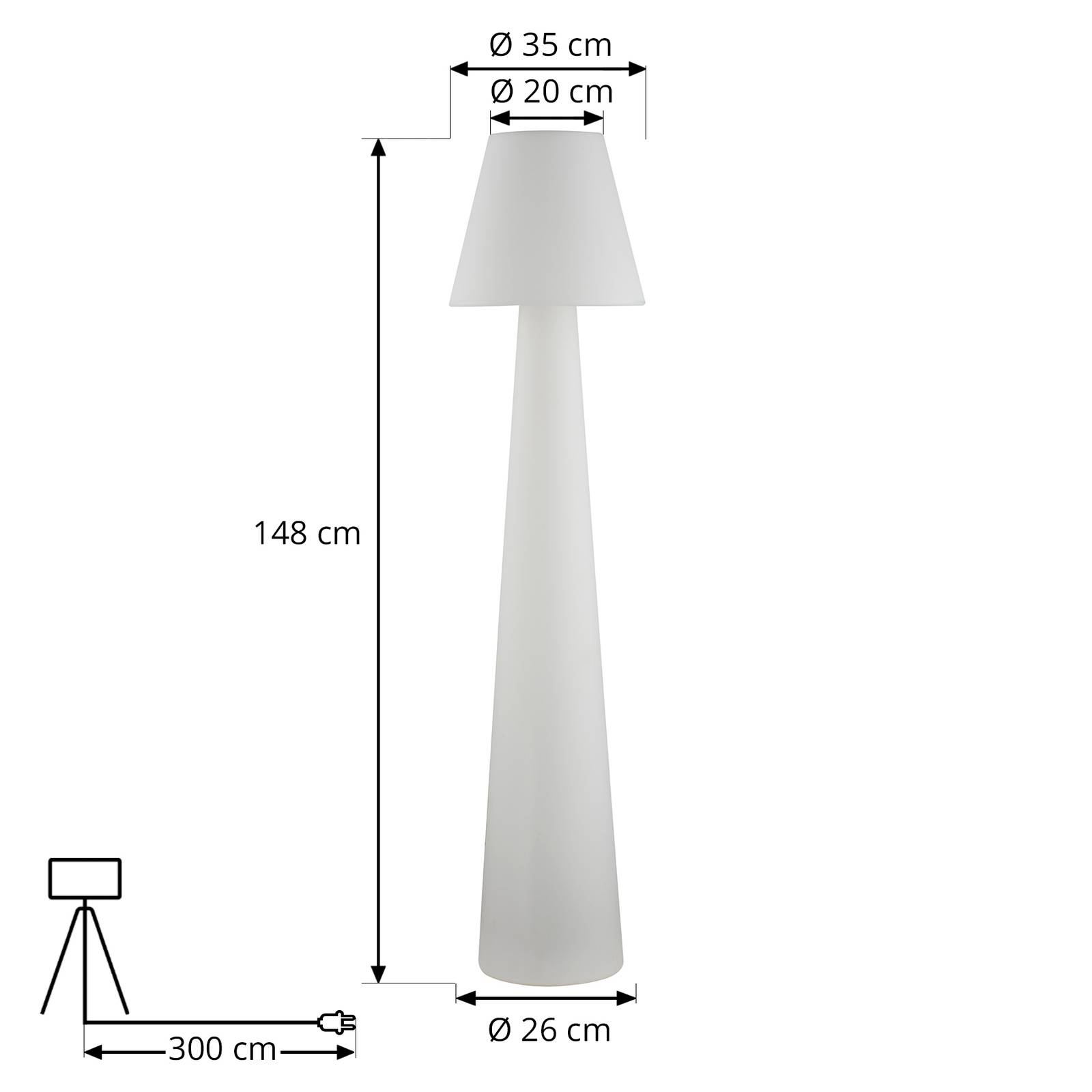 Lampa tarasowa Lucande Gauri, 150 cm, tworzywo sztuczne, IP65