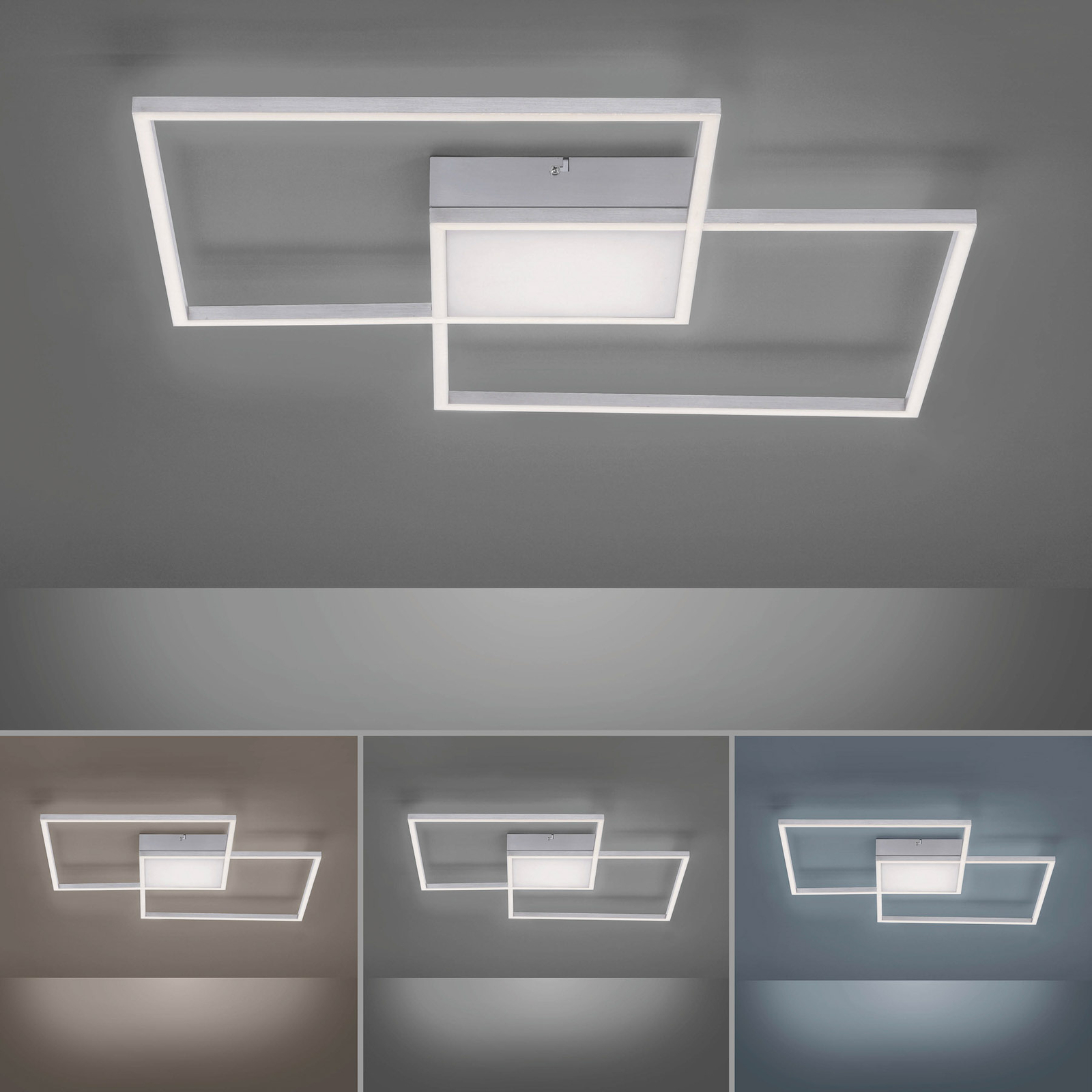 LED stropní svítidlo Asmin, CCT, ocel, 60x60cm