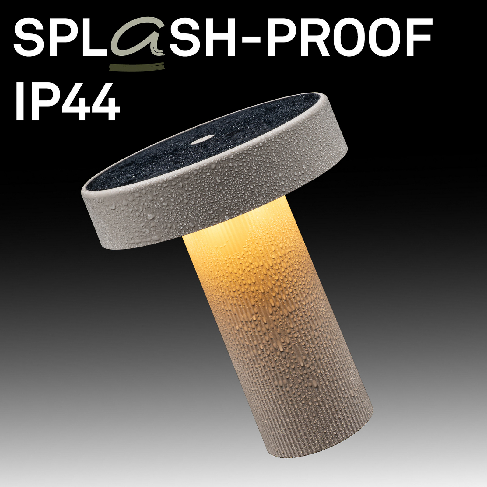 Lámpara de mesa LED solar recargable Poga, beige, plástico, IP44