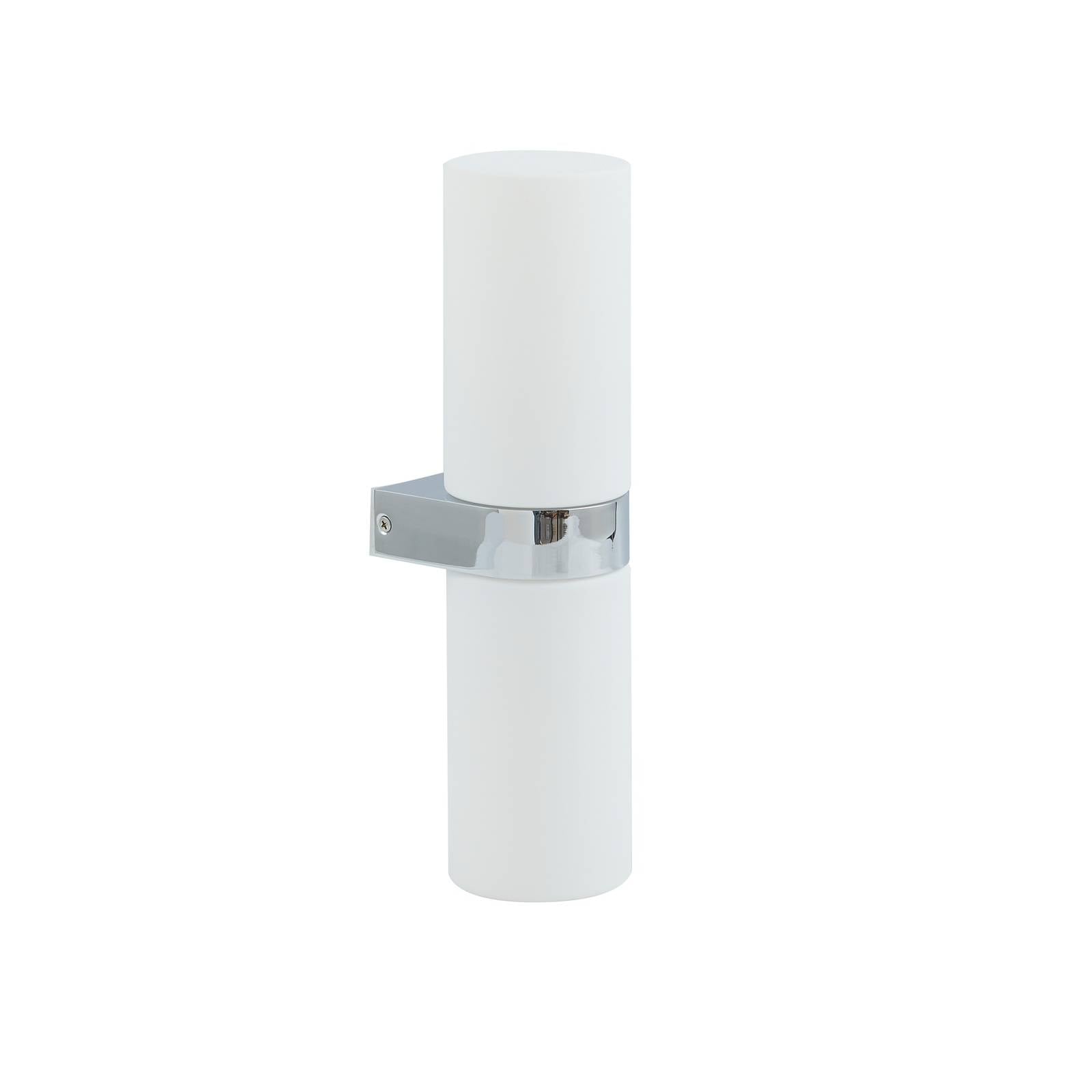 Lucande Bad-Wandlampe Basolo, chrom, Höhe 31,5cm, Glas, IP44