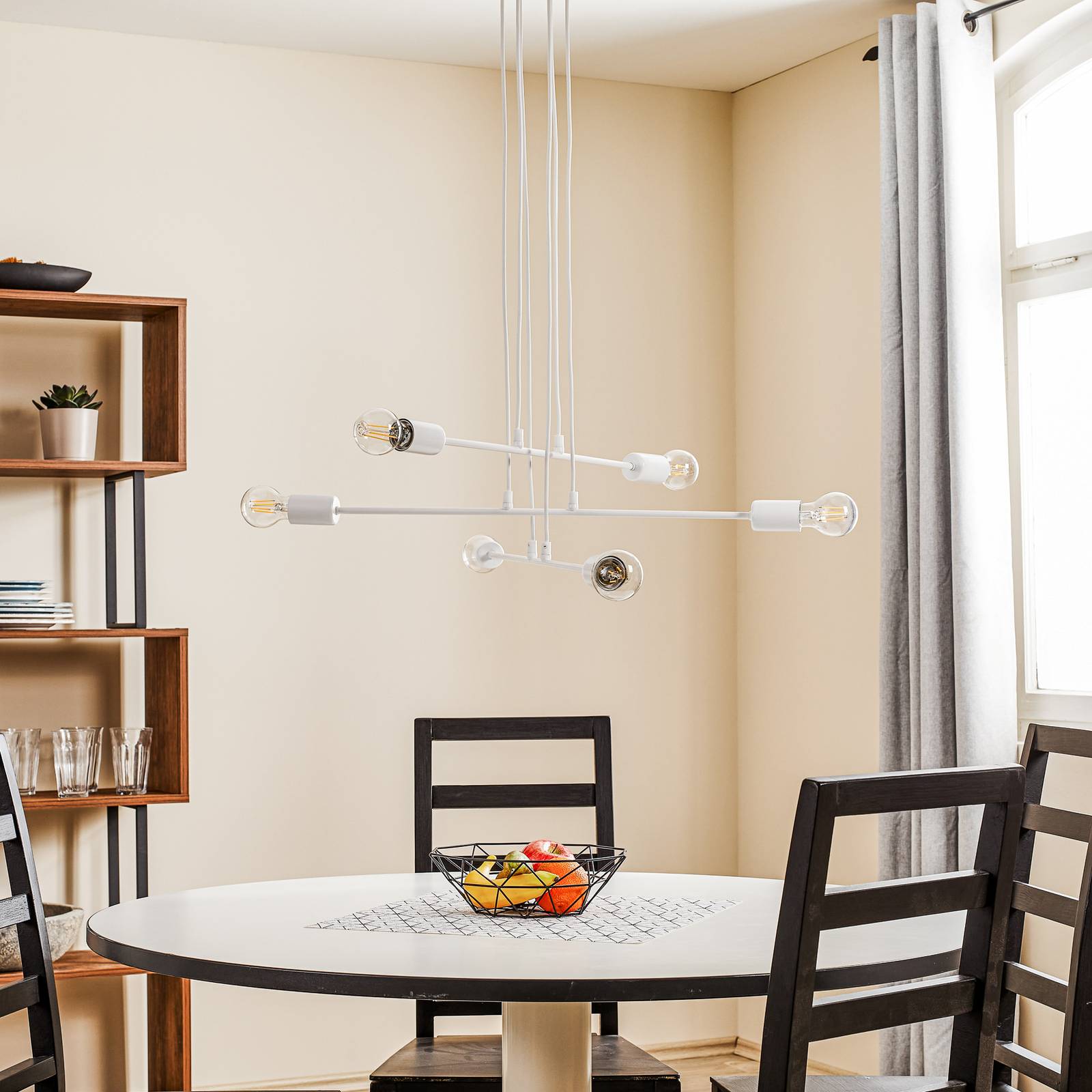 Euluna Hanglamp - Woon-/ Eetkamer - dimbaar - Modern - wit / opaal - staal