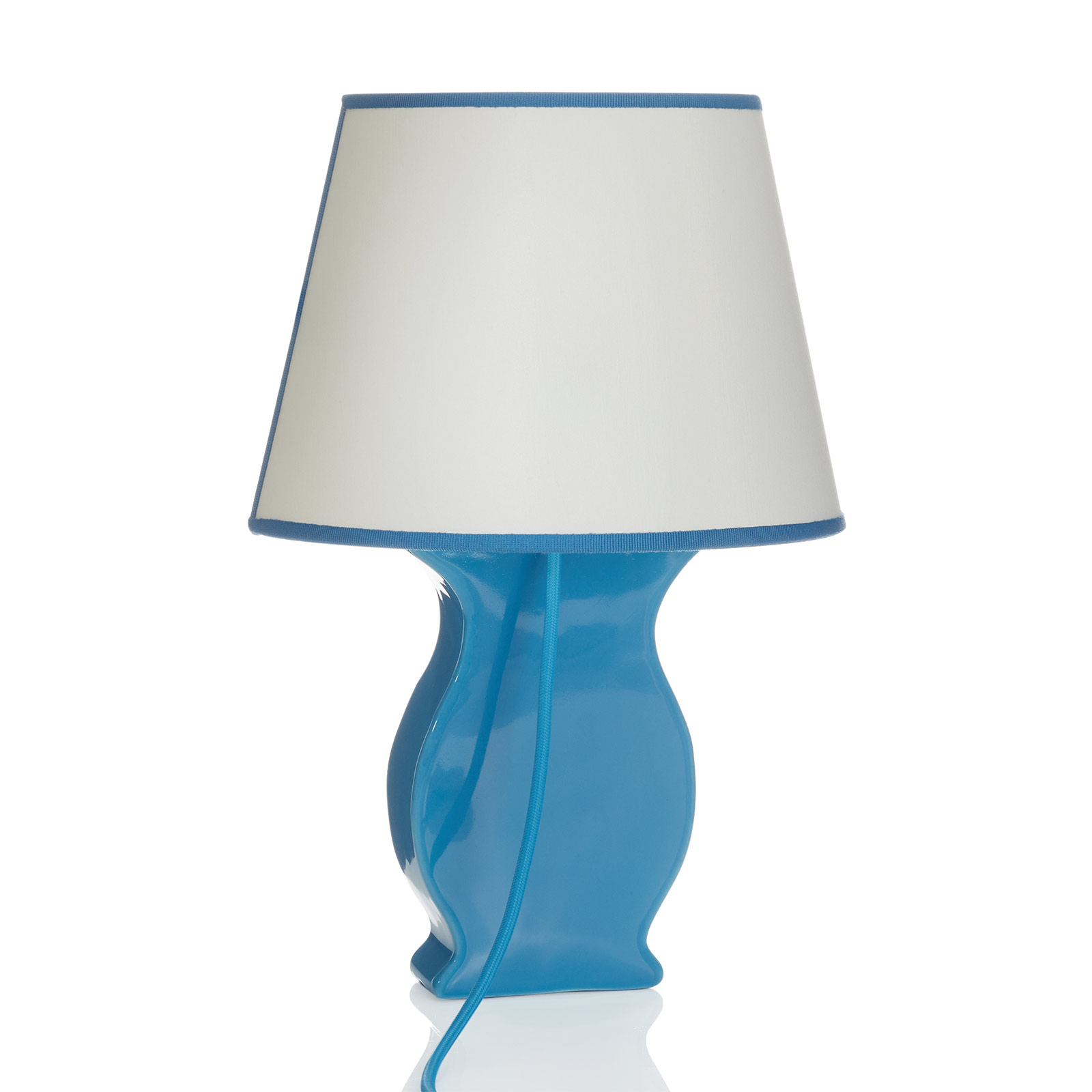 Keramik-væglampe A184 med stofskærm, blå