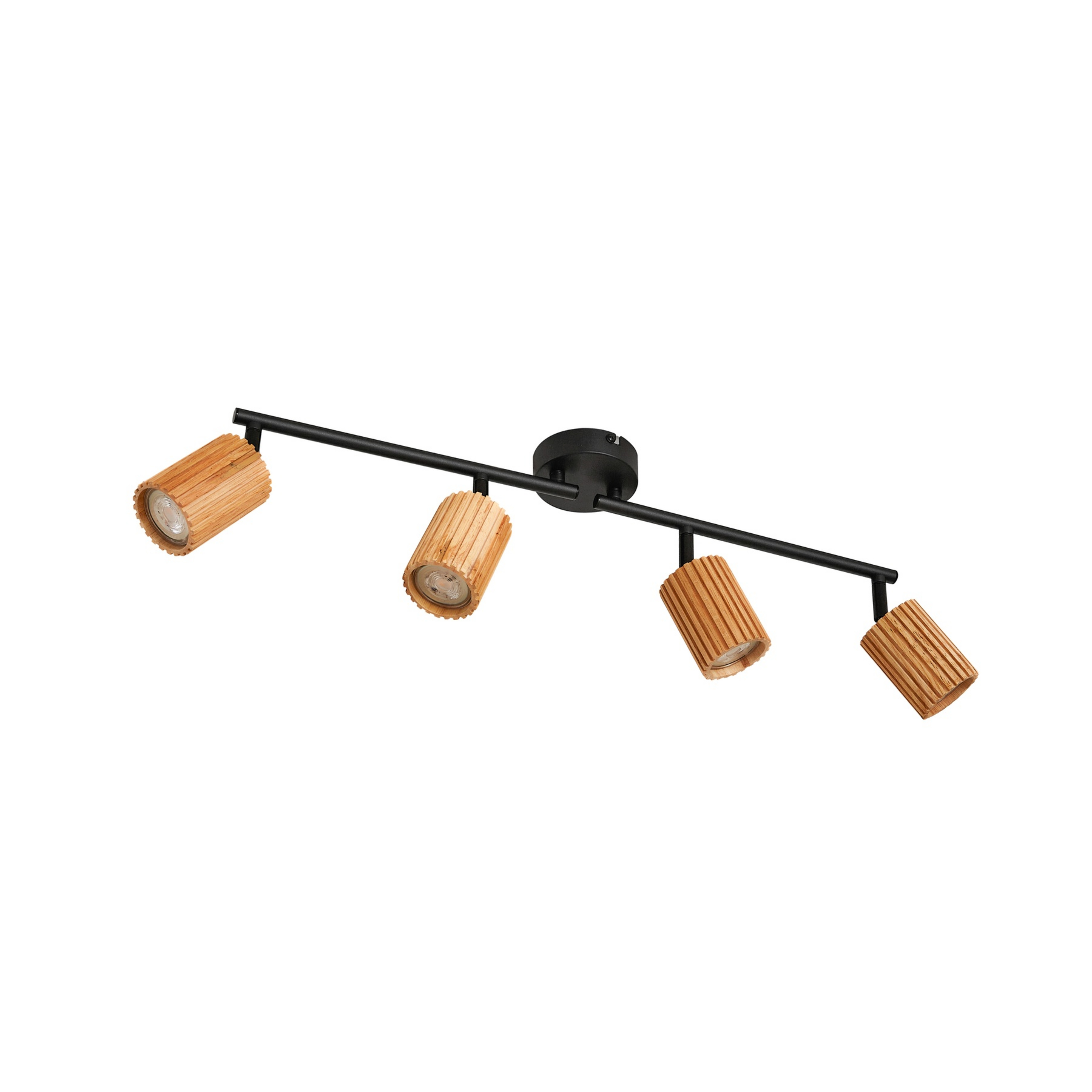 Stralino ceiling spotlight, 4-bulb design, length 60 cm, wood – Lindby