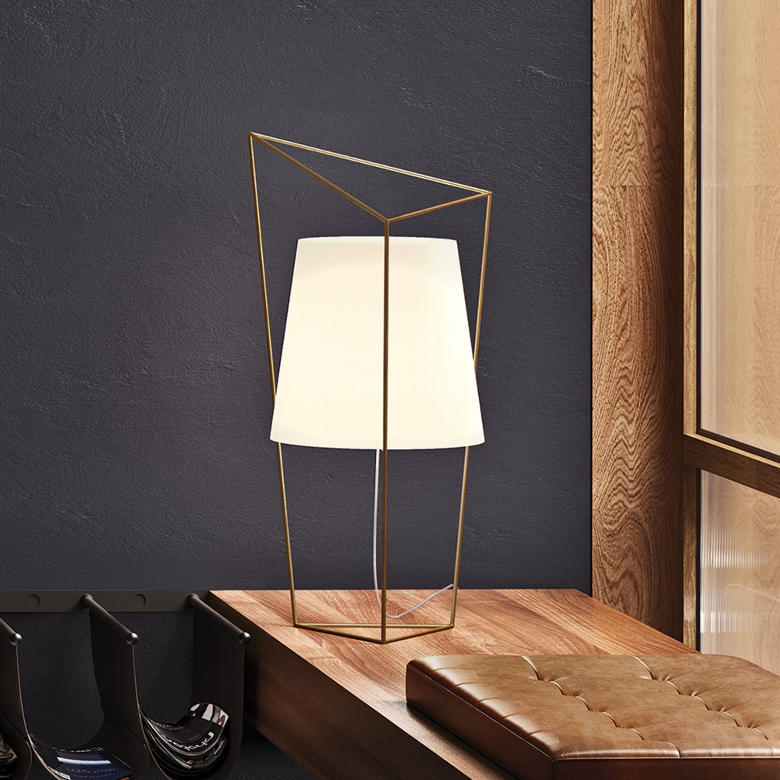kdln Lampa de masă Tatu negru înălțime 69 cm sticlă - Camera de zi / sufragerie - design - negru alb