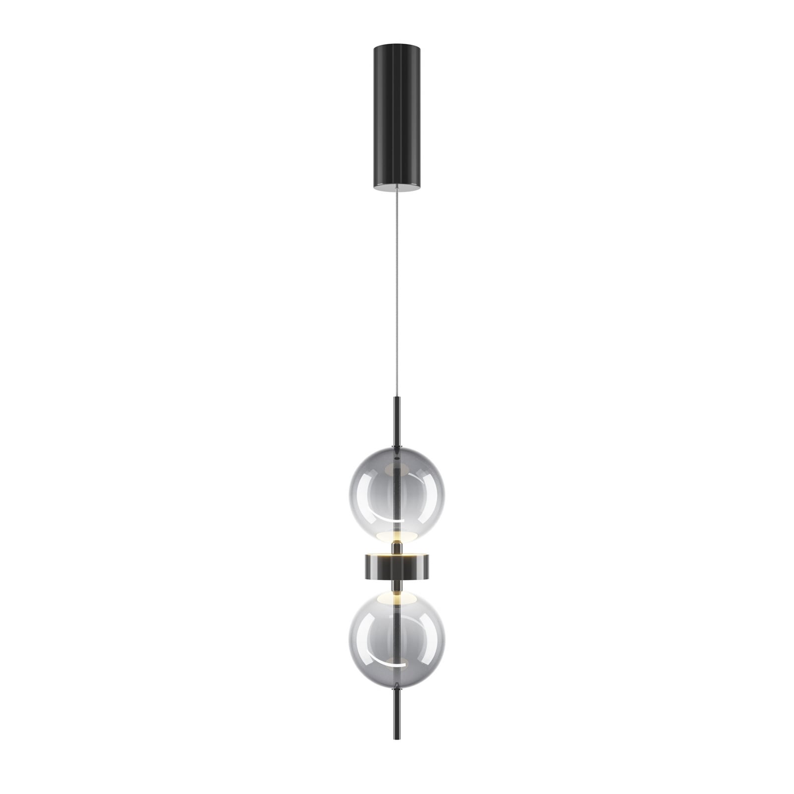 LED viseća svjetiljka DOUBLE MOON, dimno siva, Ø 12 cm, staklo