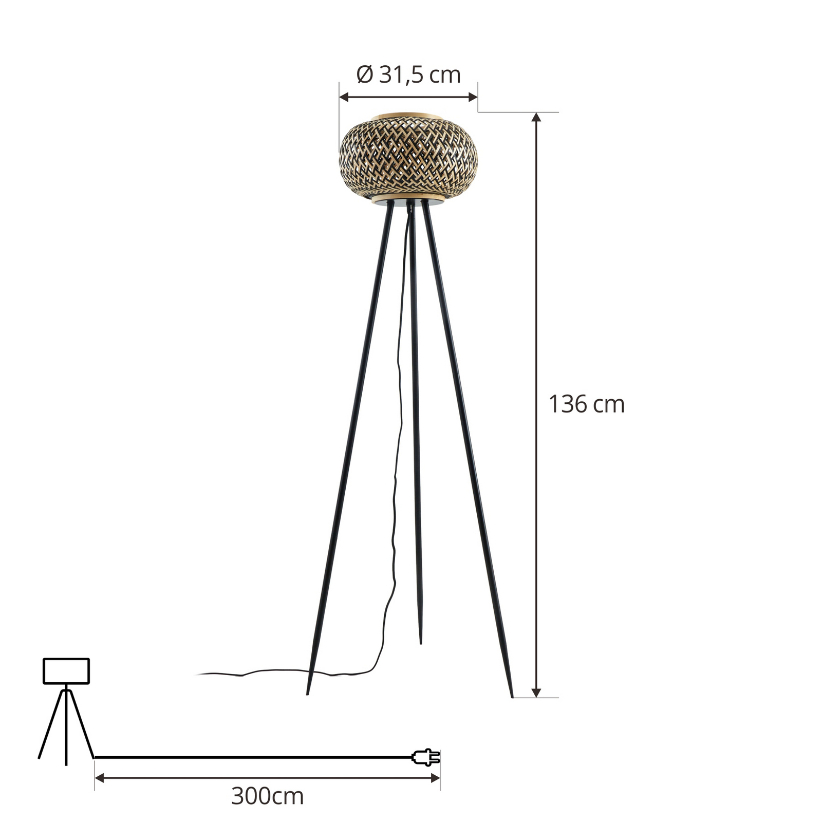 Nerys Lampadaire Black/Wood - Lindby Nerys Lampadaire Black/Wood - Lindby