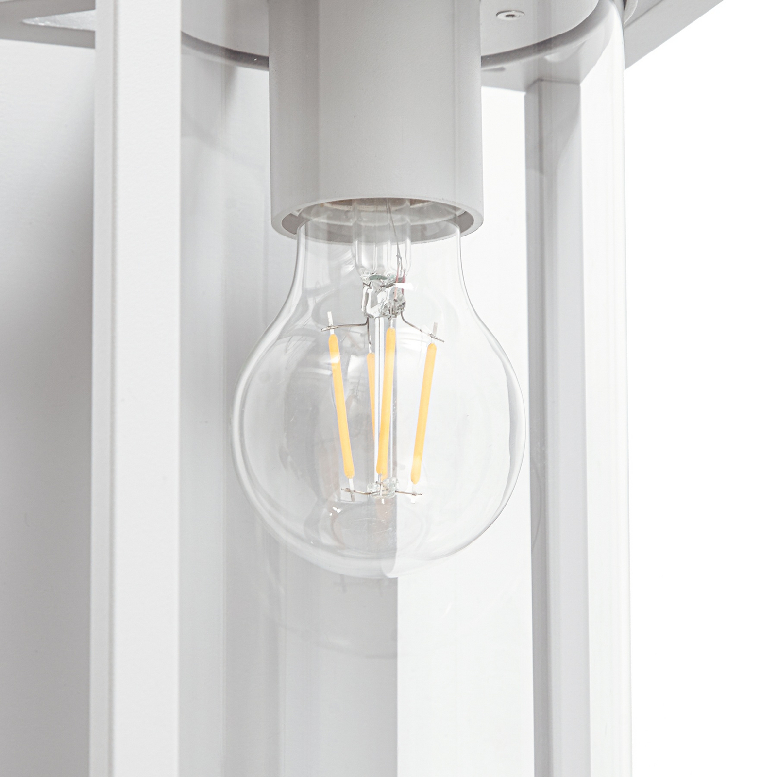 Lucande Applique da esterno Ferda, sensore, portalampada inferiore, grigio