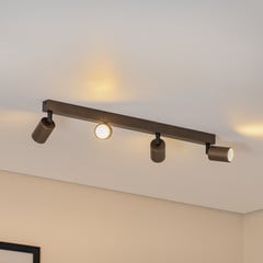 Plafón downlight Top, regulable, marrón, 4 luces lineales