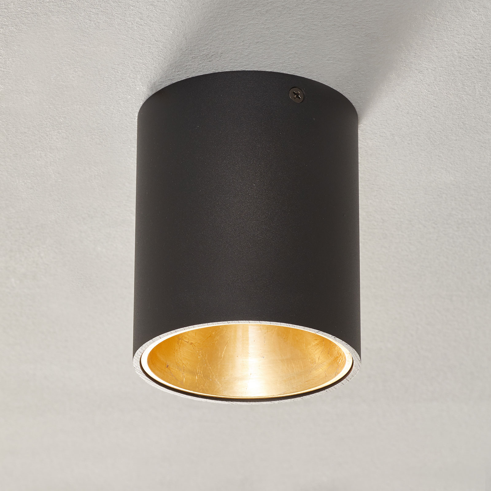 Plafoniera LED rotonda Polasso, nero-oro