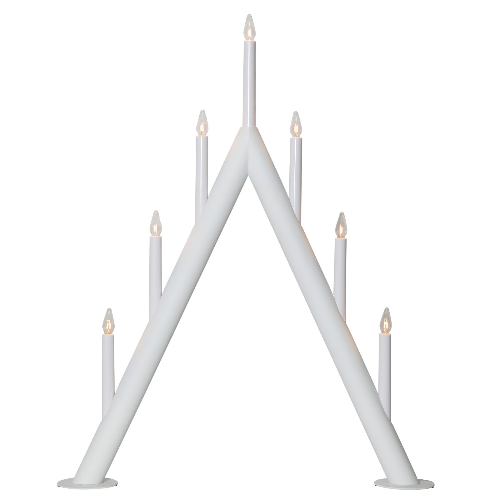 Candelabro Circum, puntiagudo, 7 llamas, blanco