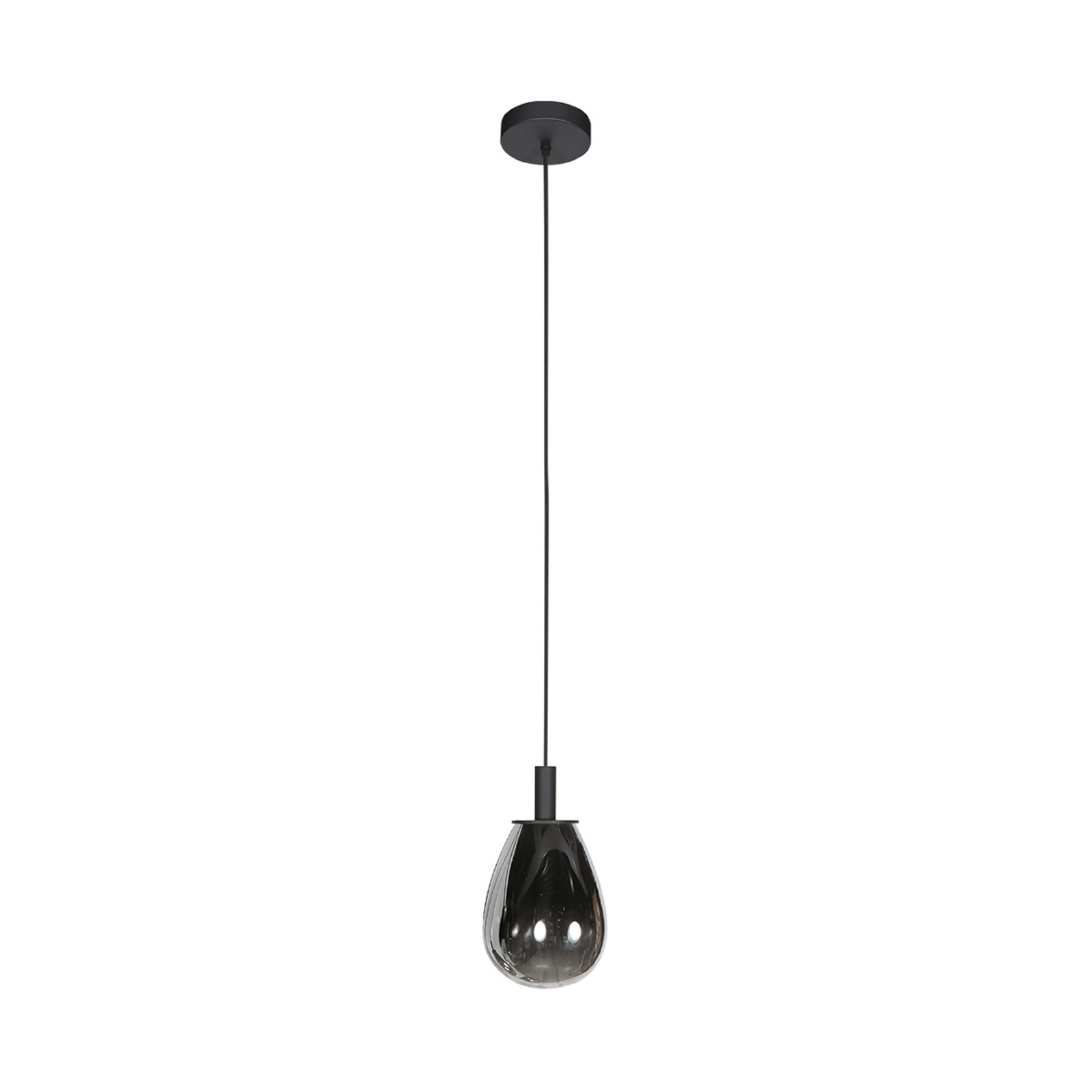 Lampada LED a sospensione Glimsy, Ø 14 cm, nero/grigio fumo, vetro