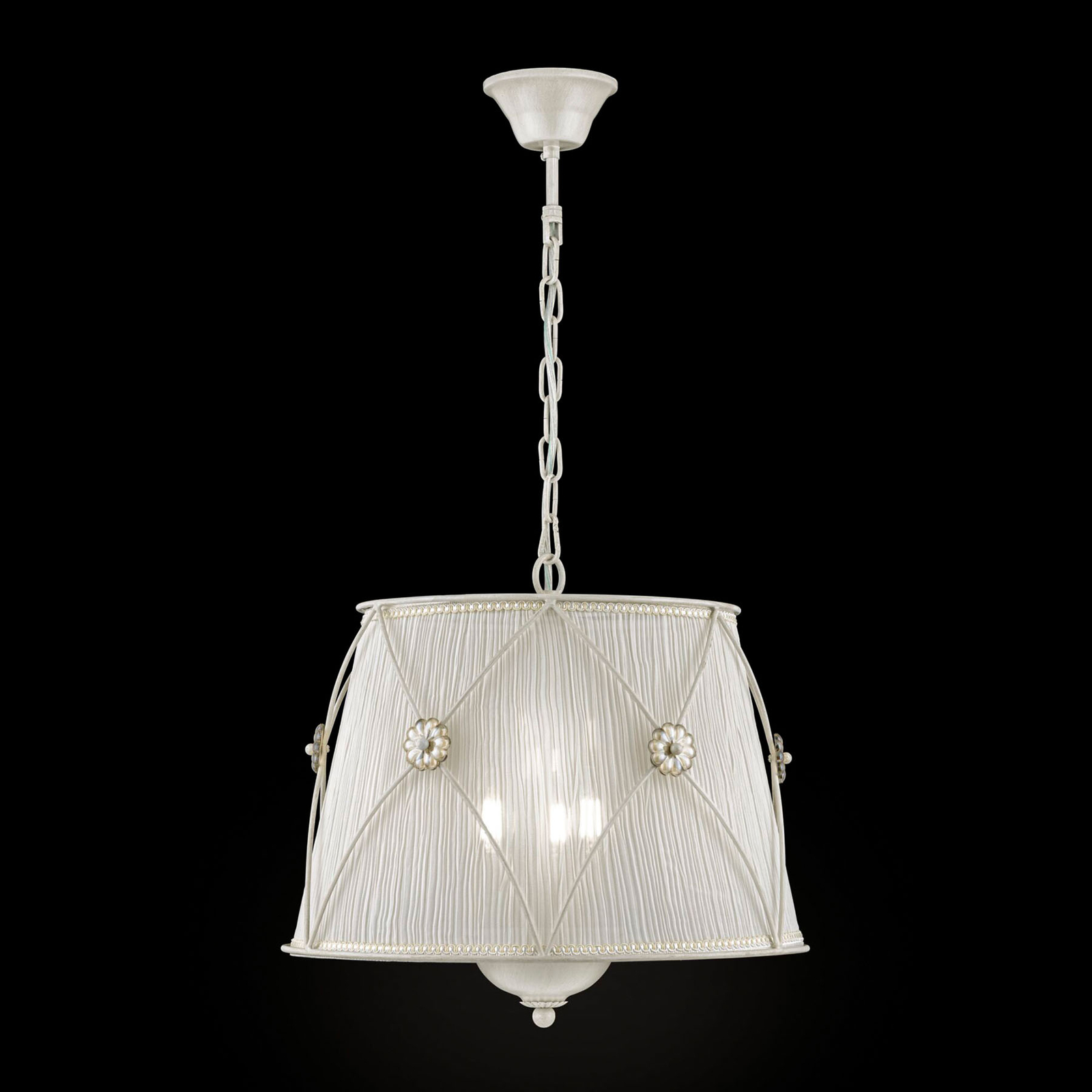 Maytoni Organza pendant light Lea with crystal flowers, for Living / Dining Room, metal, organza, crystal, glass, E14, 40 W, energy efficiency: A++, H: 37 cm