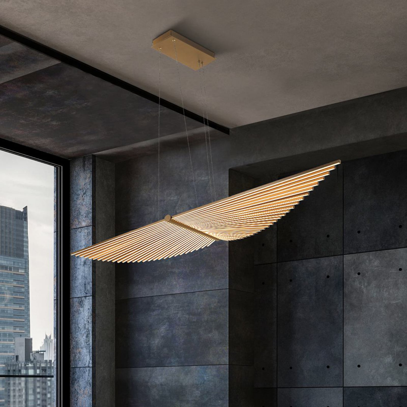 Quintiesse Lampă suspendată LED SERAPH auriu periat lungime 105 cm Metal - Camera de zi / sufragerie - Modern