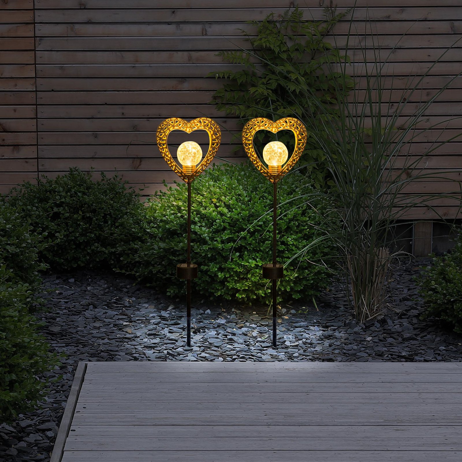Decoratie-lamp solar Hart, aardspies, LED 2x
