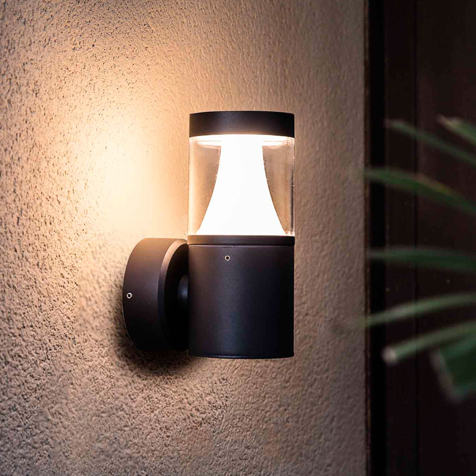 LED-utomhusvägglampa Plim diffusor konisk