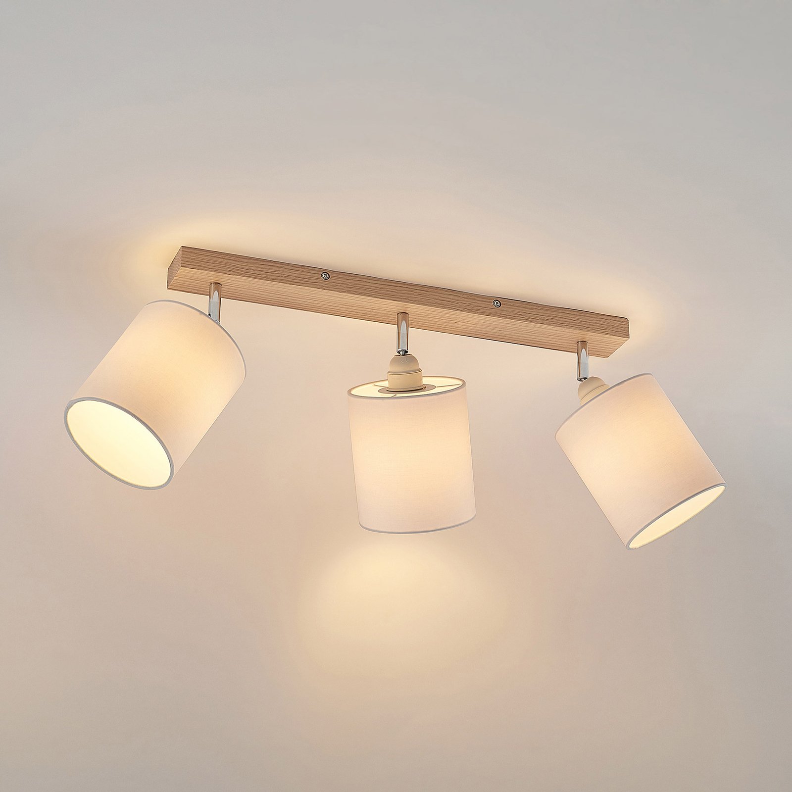 Lindby Deckenstrahler Imarin, 56 cm, 3-flammig, weiß, Holz