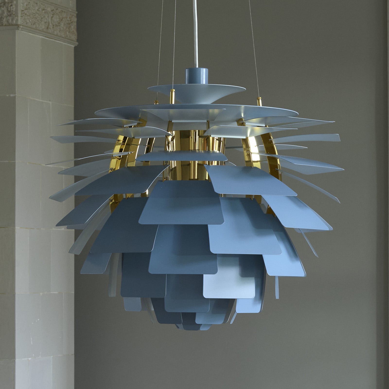 PH Artichoke hanging light blue/brass 48 cm Louis Poulsen - Living room - Modern - Metal - Single-bulb