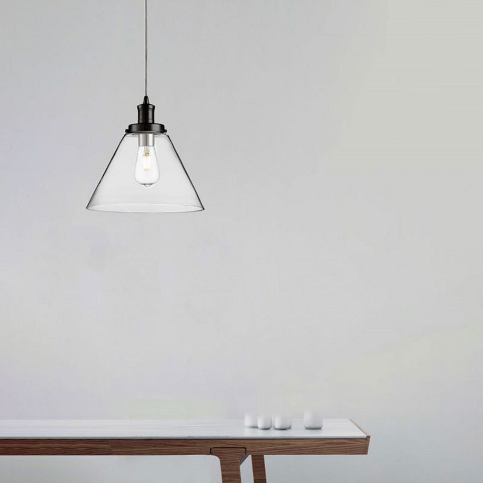 Searchlight Lampă suspendată Pyramid negru/negru sticlă Ø 29 cm E27 - Camera de zi / sufragerie - modern - negru clar