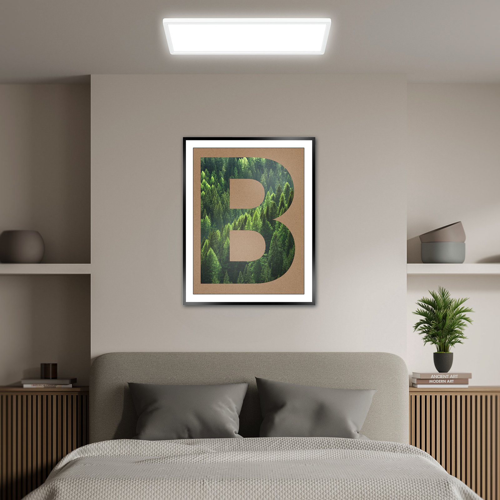 Plafoniera LED Tava A, 58x20 cm, plastica, bianco