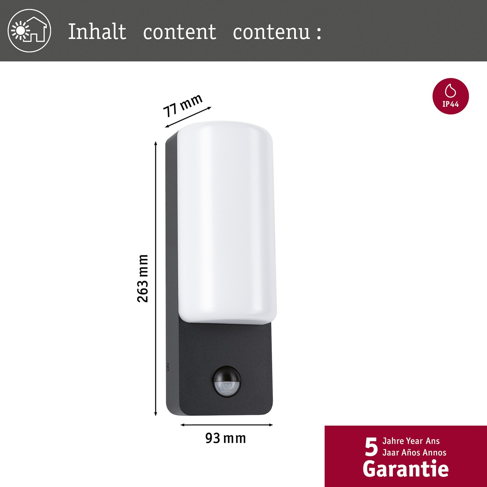 Bonnie Outdoor Wall Lamp w/Sensor 3000K SWR Anthracite - Paulmann