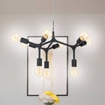 Bocadella 1 hanging light in black, 9-bulb