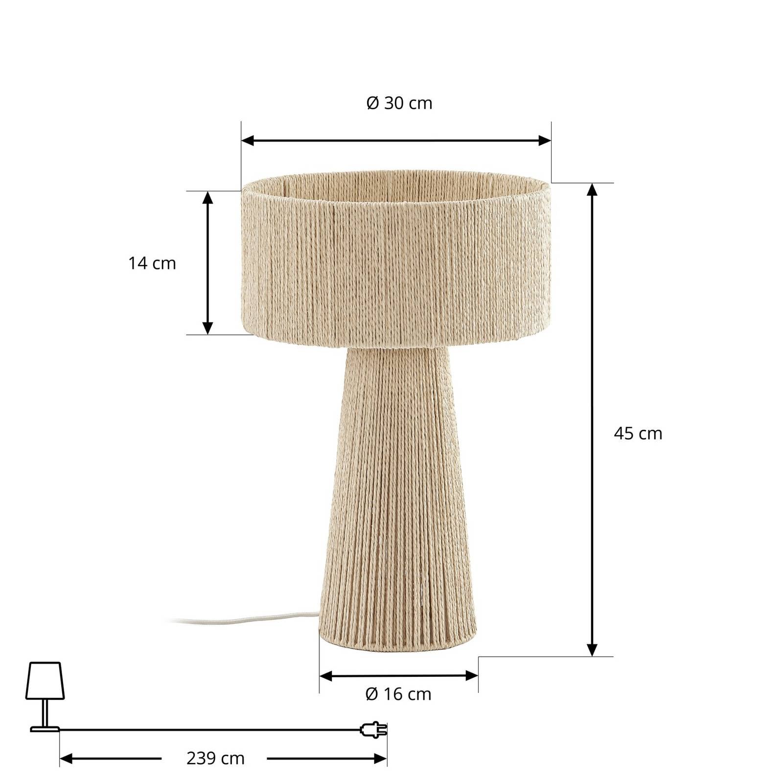 Lampa stołowa Lindby Anuva, wysokość 42 cm, papier, beżowa, E27