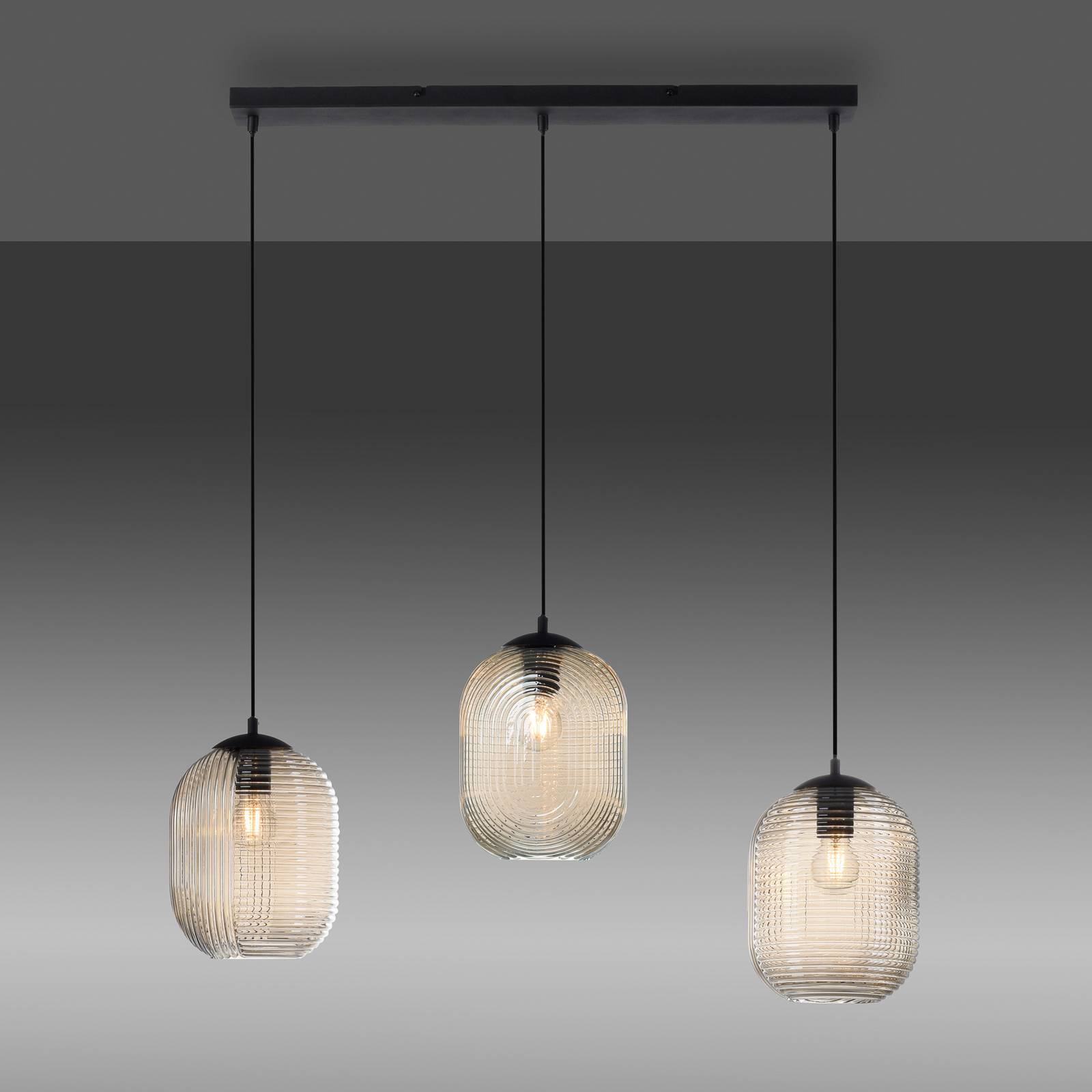 Lampa wisząca Paul Neuhaus Shitake, bursztyn, szkło, 86 cm, E27