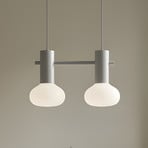 Hängeleuchte Flo, grau, 2-flammig, Glas